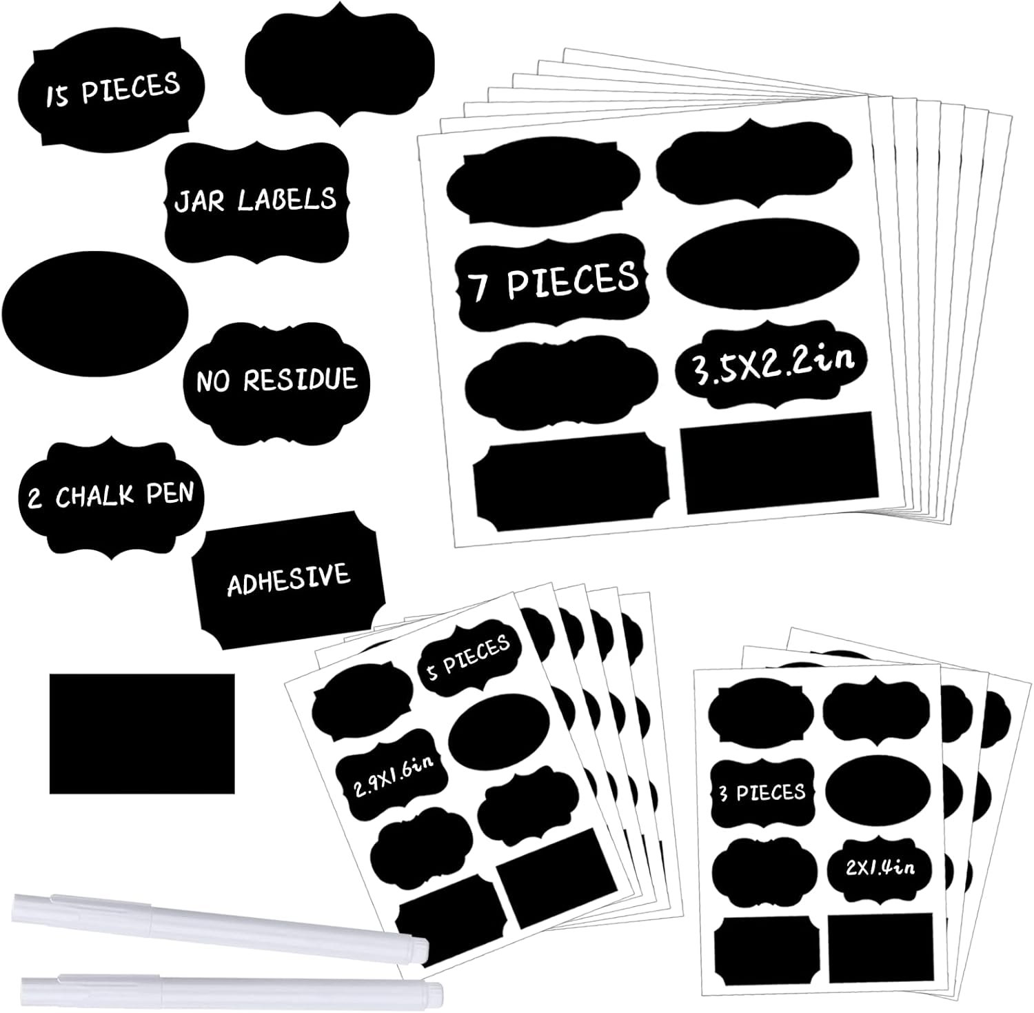 120 Pcs Chalkboard Labels for Storage Bins, Waterproof, Reusable Chalk Tag for Mason Jar, Party Decoration, Craft Rooms, 2 Liquid Chalk Markers
