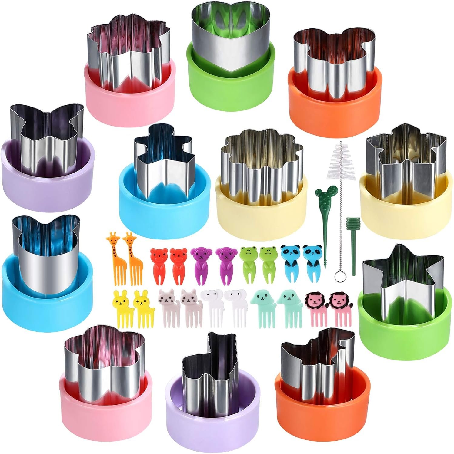 FIRETREESILVERFLOWER 1.5in Vegetable Cutter Shape Set-12PCS Mini Cookie Cutters Fruit Biscuit Pastry Mold Children’s Baking and Food Supplement Tool Accessories.(20 Forks)