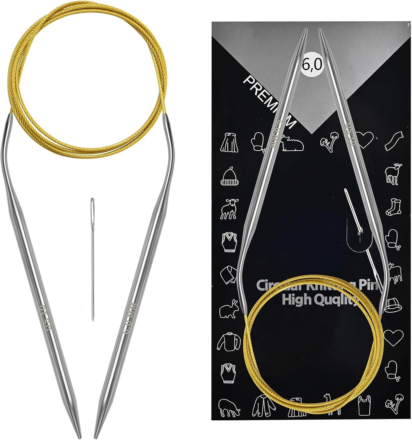6.0 mm Circular Knitting Needles US10 |47 inches/120 cm | for Beginners Knitting Shawls, Scarves, Blankets and Other Large Projects!