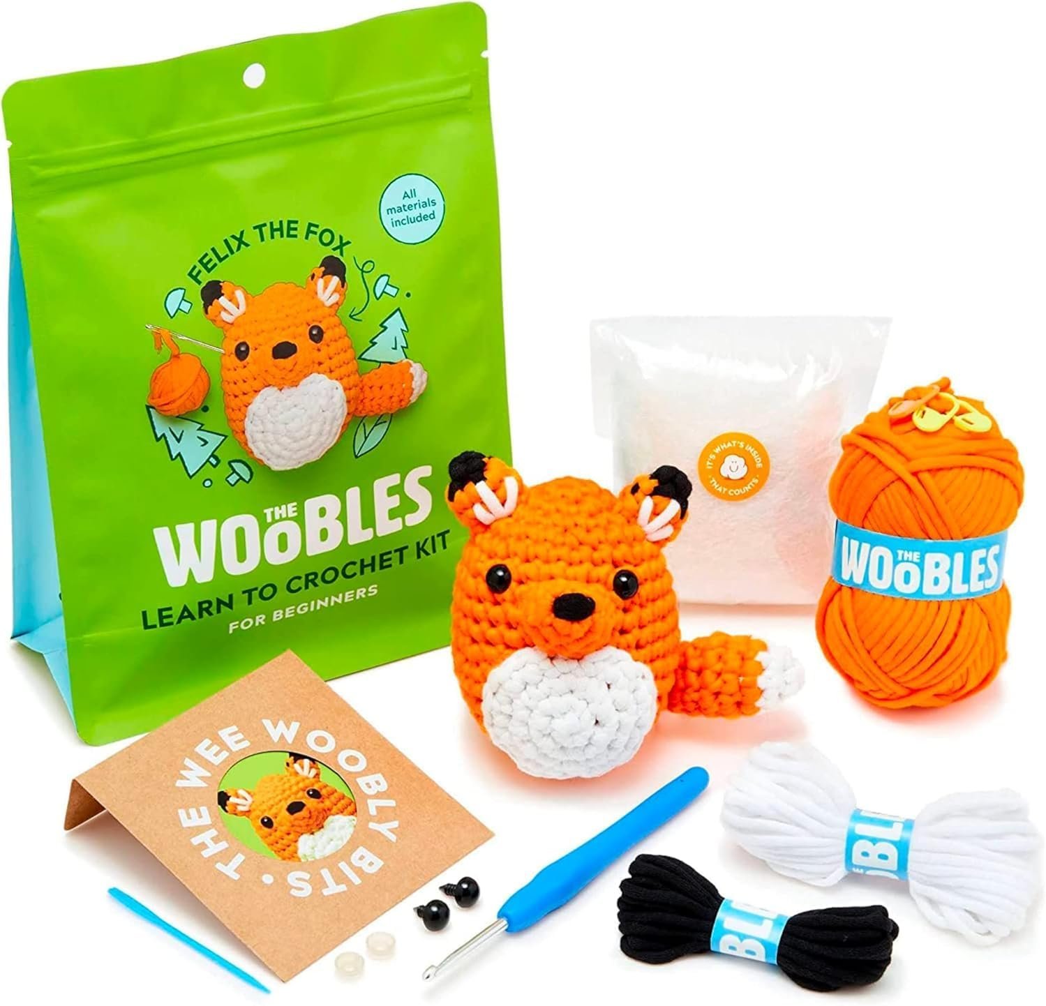 The Woobles Crochet Kit for Beginners – Easy Arts and Crafts Knitting & Crochet Animals Kit As Seen On Shark Tank – Felix The Fox