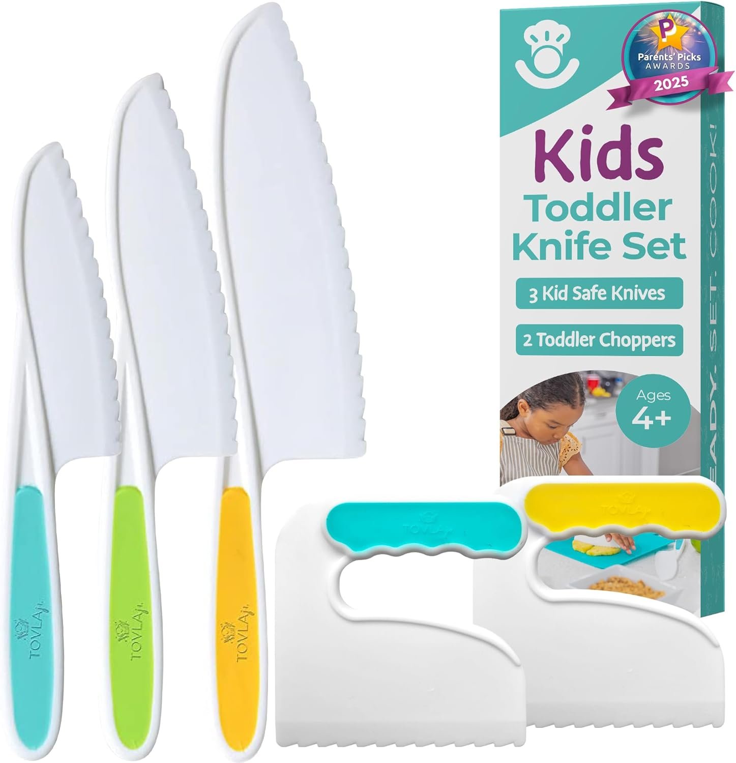 TOVLA JR. Kids’ Cutting Set | Montessori Safe Kitchen Knives for Cooking| Kitchen Safety for Toddlers | Boost Confidence and Encourage Picky Eaters