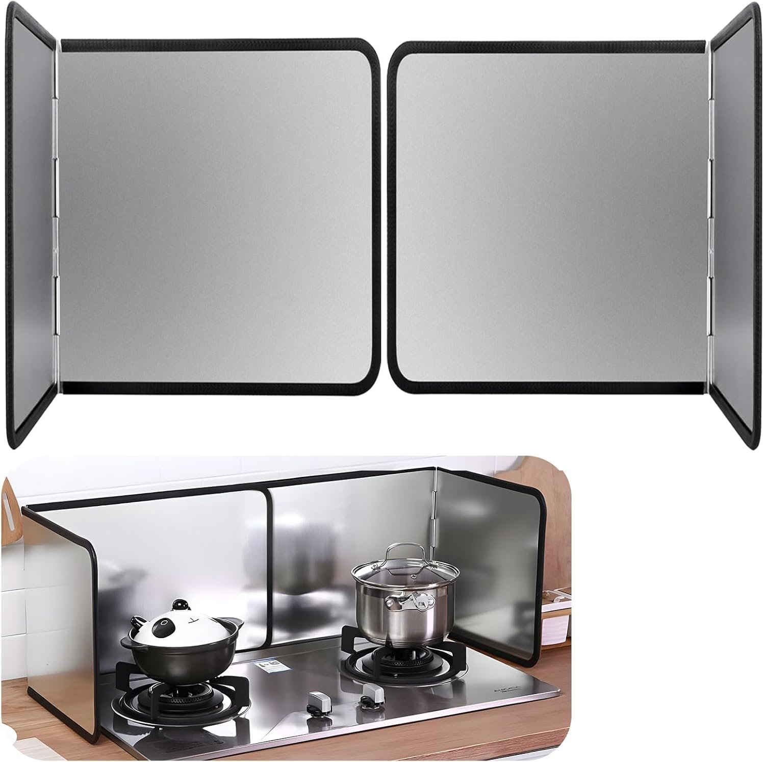 Foldable Stove Splatter Guard Grease Shield Nonstick Oil Stove Splash Guard Cooking Splatter Screen Kitchen Backsplash Protector For Stove Top Wall Gas Range Frying Pan Camping… (Height 40cm)