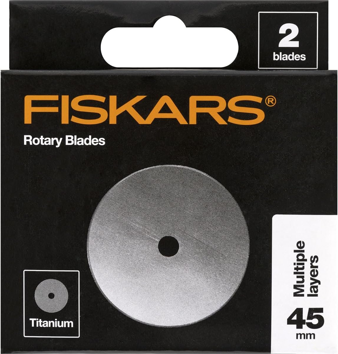 Fiskars 45mm Titanium Rotary Blades (2 Pack) – Rotary Cutter Blade Replacement – Crafts, Sewing, and Quilting Projects – Grey