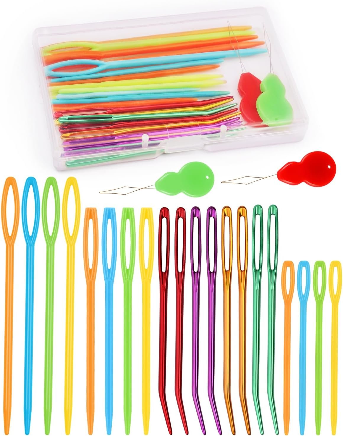 Bupete 25 Pcs Yarn Needles Set, Metal Tapestry Needle, Crochet Needles for Yarn, Large Eye Sewing Needles, Curved Darning Needles, Knitting Needles for Sewing, Knitting, Crochet