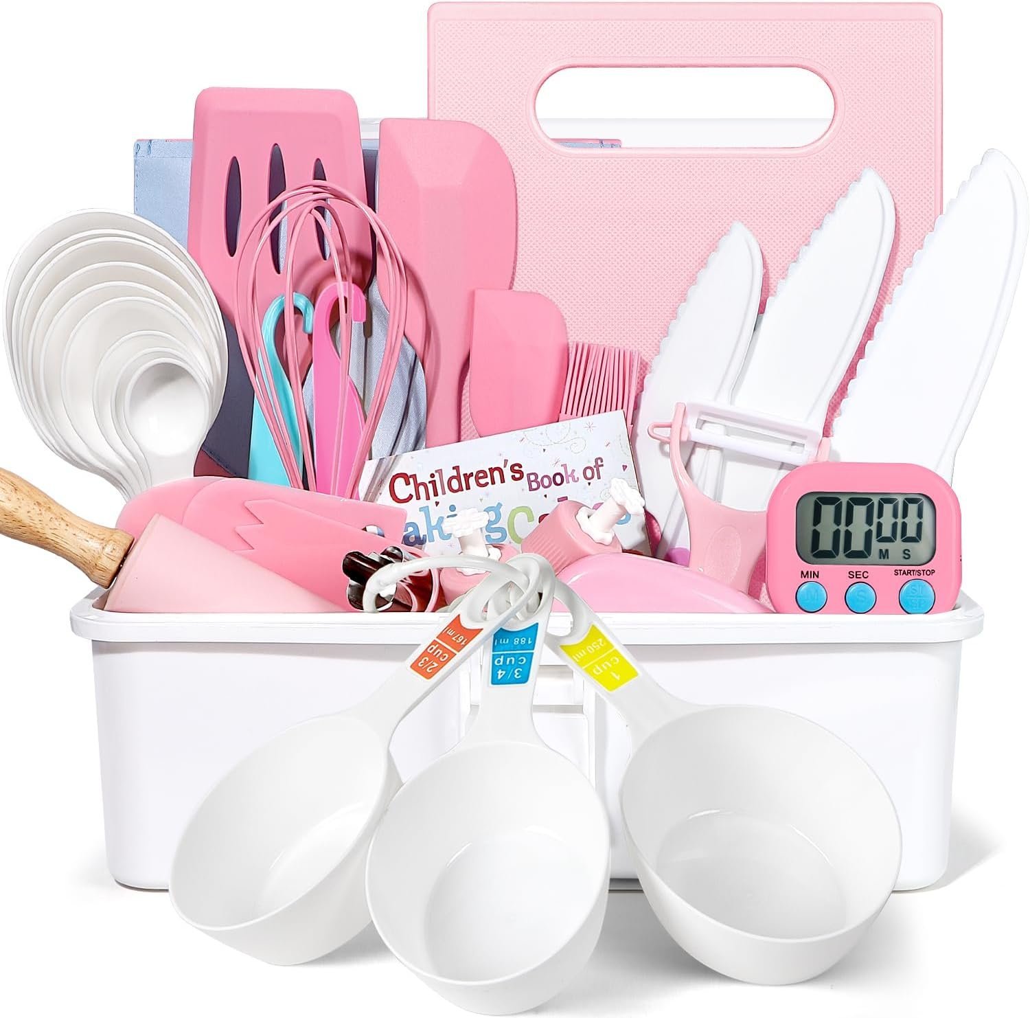 37PCS Kids Cooking Sets Real, Kids Cooking and Baking Gift Set with Storage Case Timer Kid Safe Knives Cutting Board, Toddler Real Kitchen Tools, Birthday Gifts for Girls Boys Age 3 – 8