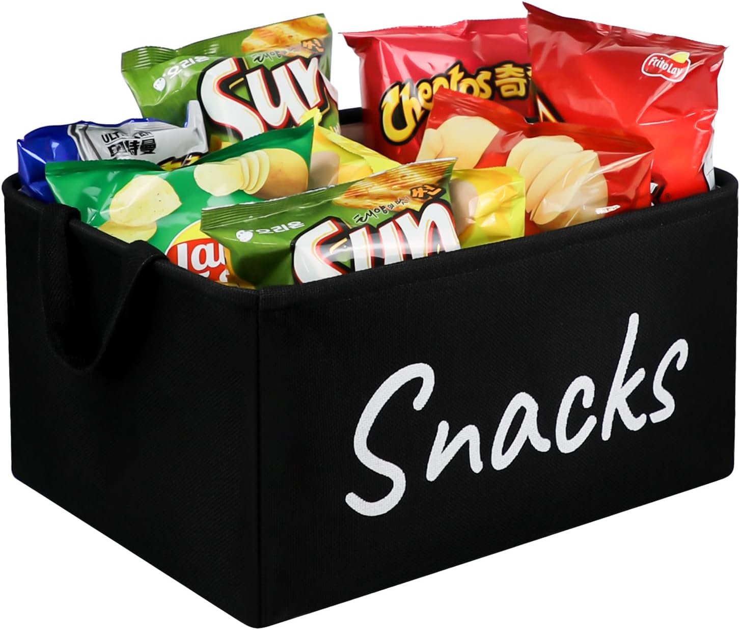TNNTOPELE Snack Bin for Pantry – Snack Basket Organizer for Countertop – Imitation Linen Snack Storage Containers for Storing Chips, Pretzels, Cookies, Popcorn and more – Kitchen Organization