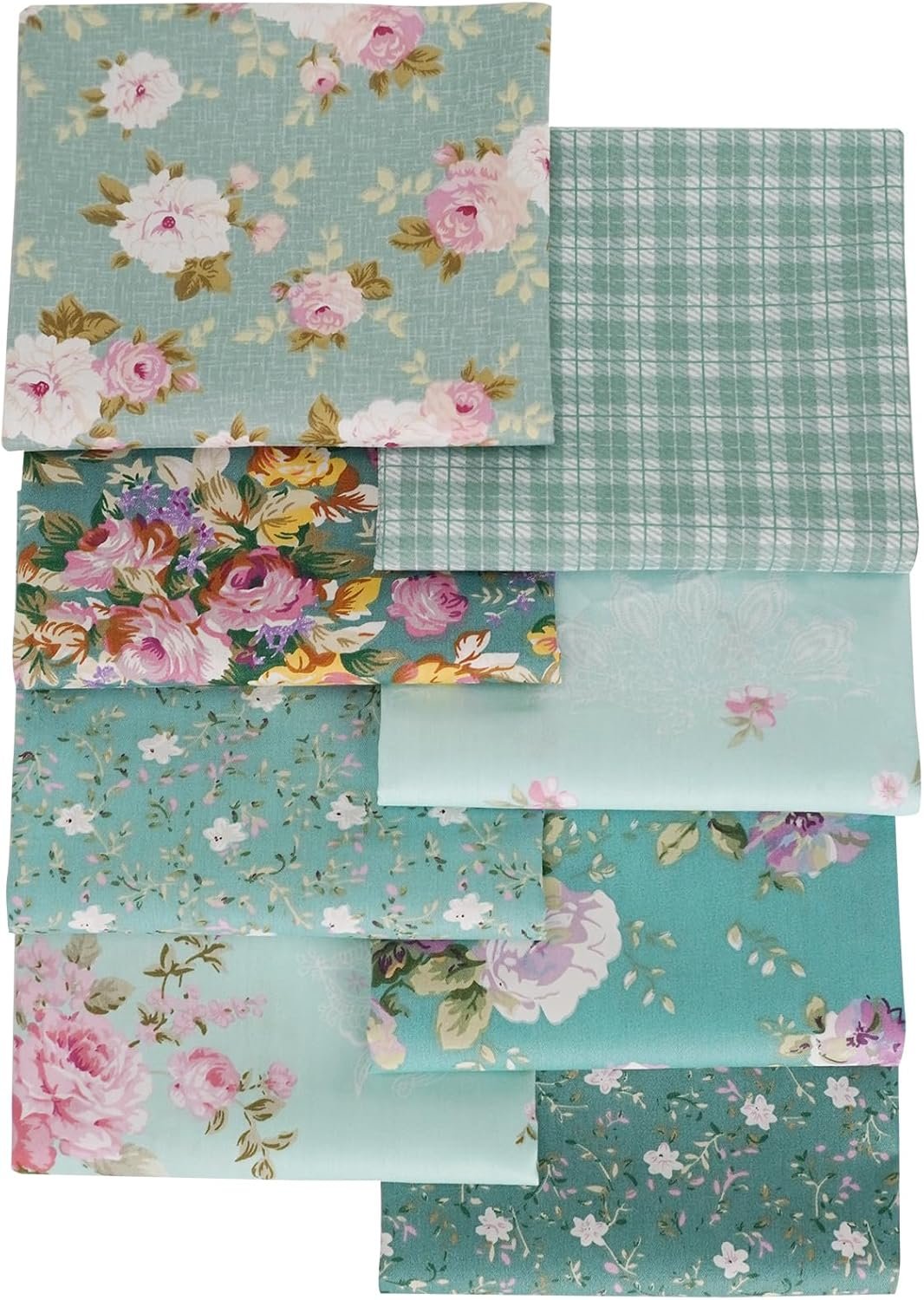 8pcs Fat Quarters 100% Cotton Fabric Bundles Floral Precut Fabric Squares 18”x22” for DIY Quilting Sewing Patchwork Crafts