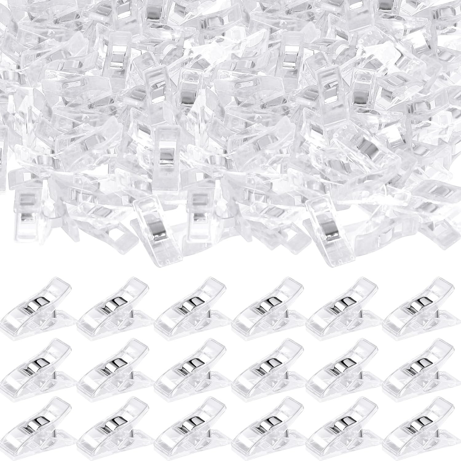 200 Pcs Multipurpose Sewing Clips Quilting Supplies,Plastic Fabric Clips for Sewing,Quilting for Binding Accessories and Crafting Tools (Clear)