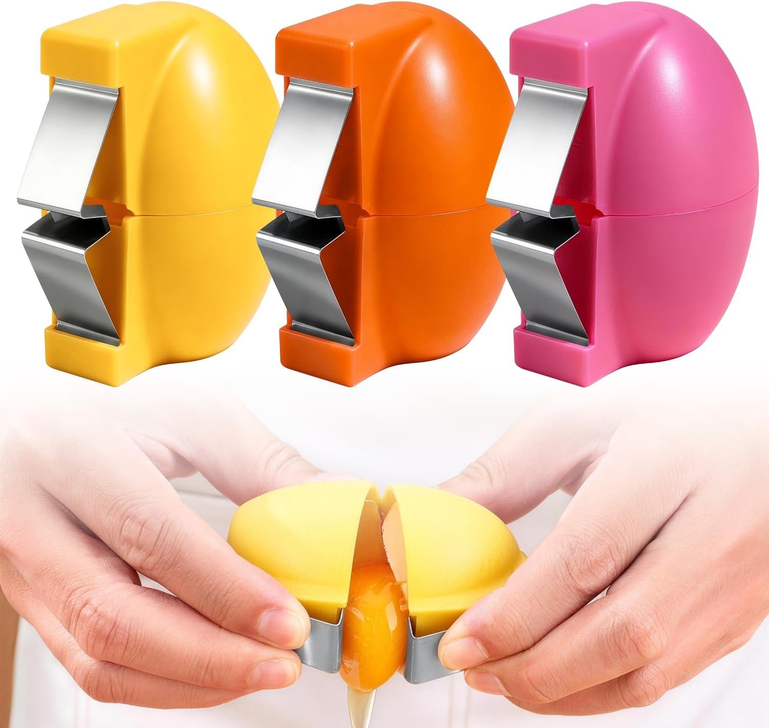 3Pcsc Egg Shell Opener,Egg Separator Egg Cracker Egg Peeler for Raw Eggs, Hard Boiled Egg Peeler for Cutting Eggs,Quickly Cutting Off Eggs Breaker Gadgets for Cooking Bakery Kitchen Use (3pcs)