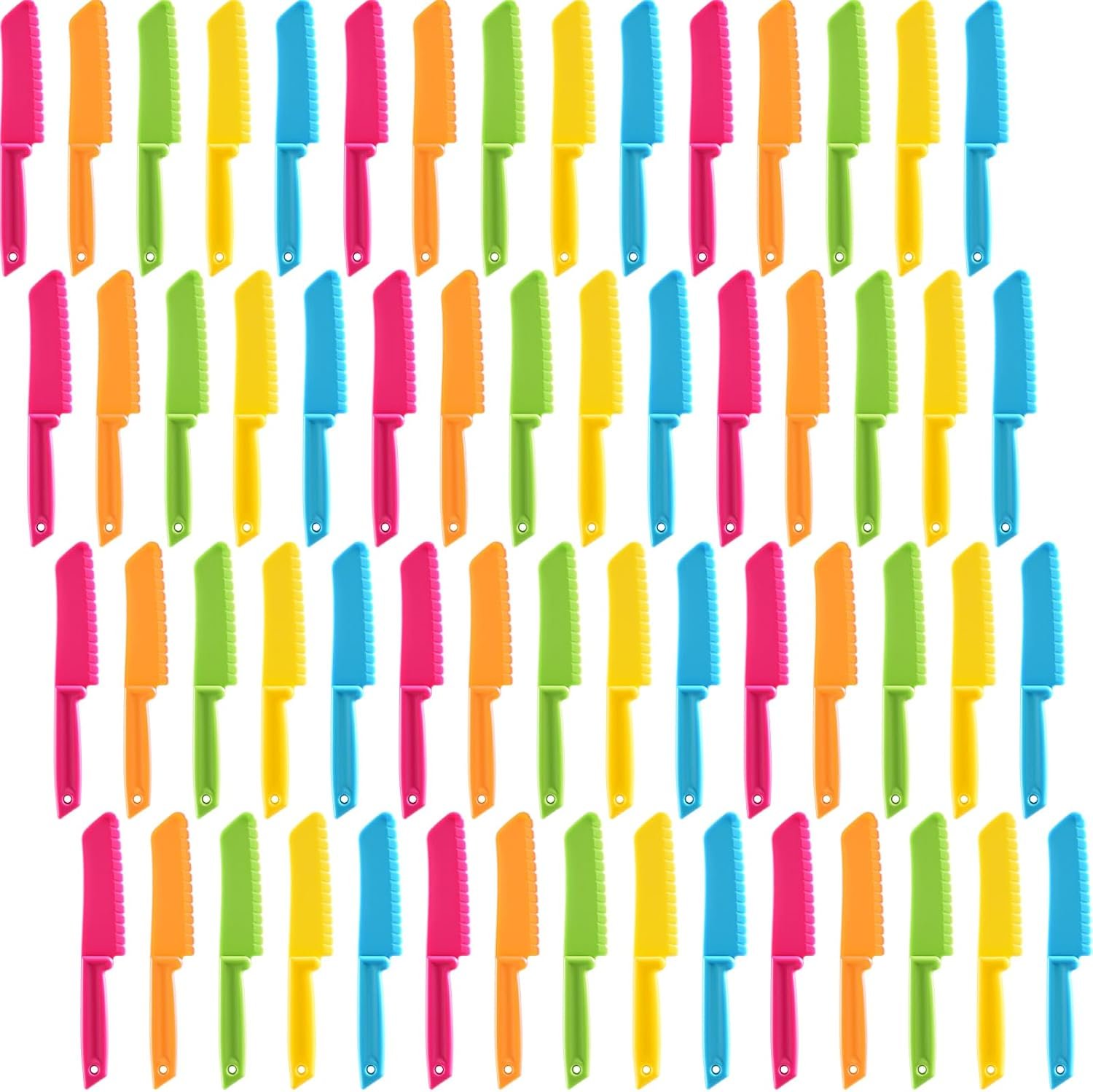 60 Pieces Kid Knife Plastic Kids Safe Knives Bulk for Real Cooking, Nylon Children Toddler Cooking Kitchen Set for Bread, Lettuce and Salad for Birthday Party Favors Supplies