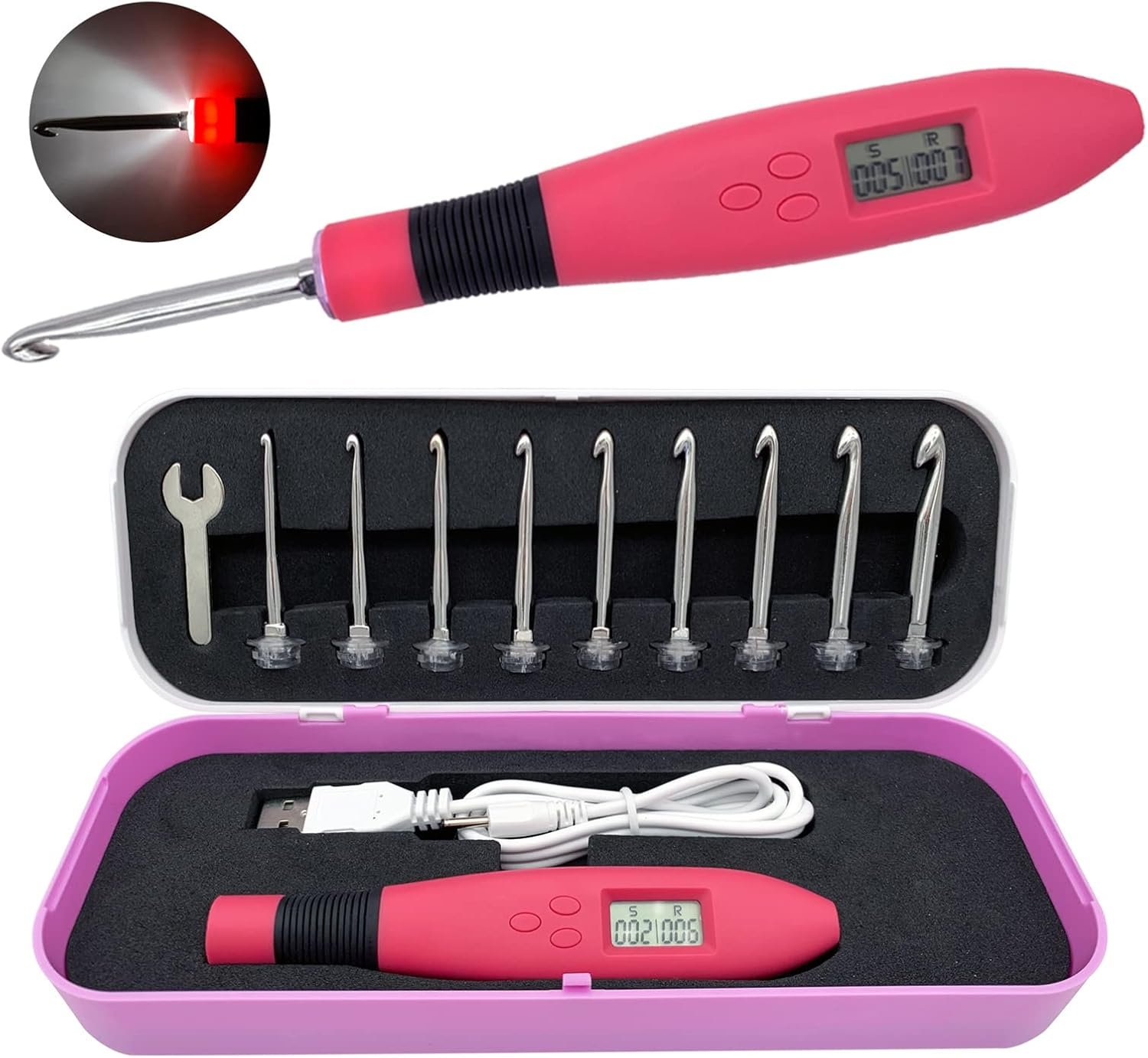 Nikoline Counting Crochet Hook Kit Light Up Crochet Hook Set, ni001