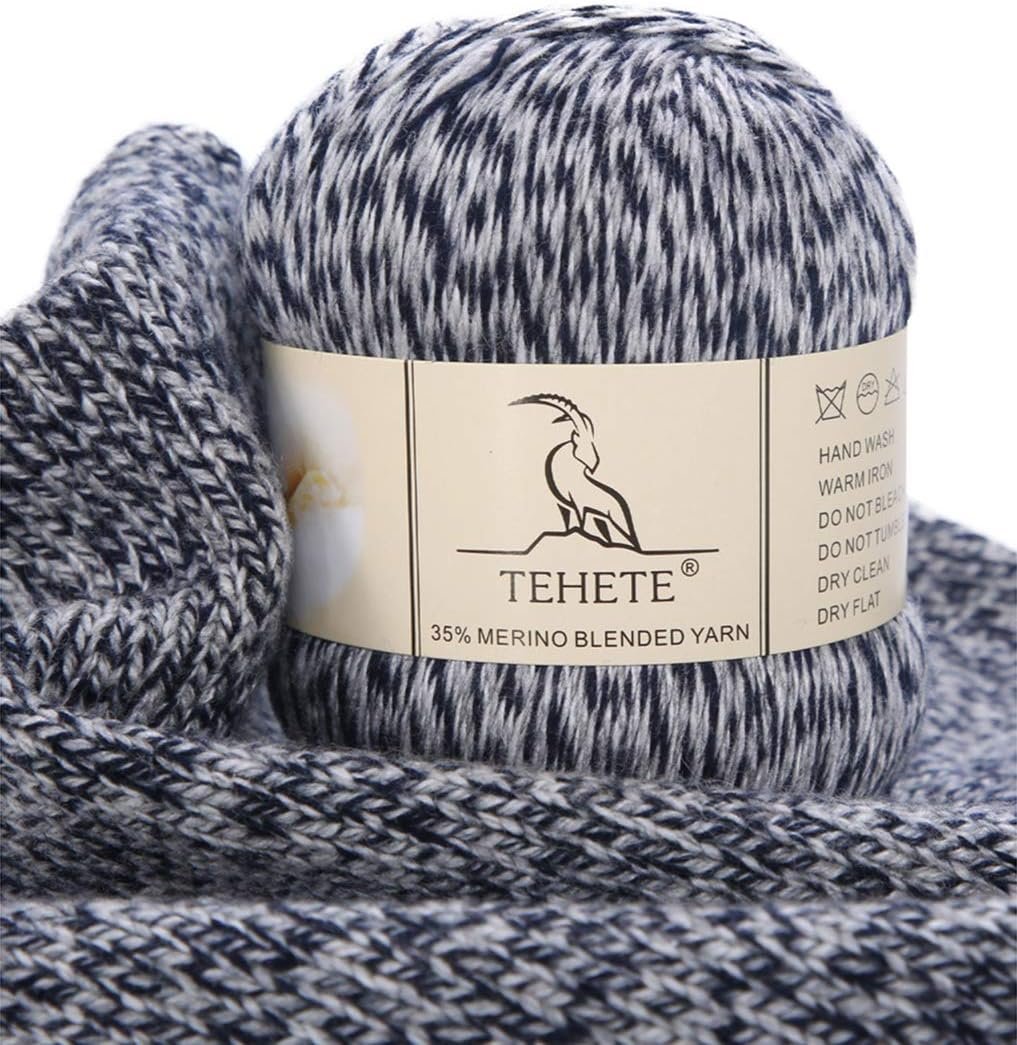 TEHETE Merino Wool Yarn for Knitting 3-Ply Soft Crochet Yarn