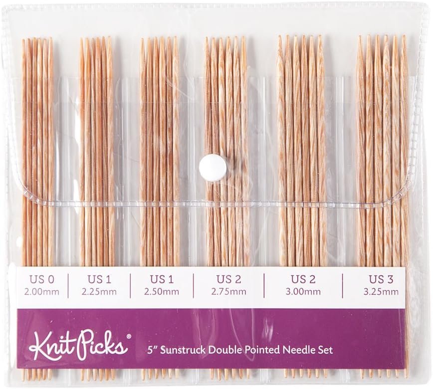 Knit Picks Double Pointed Wood Knitting Needle Set (Sunstruck 5″)