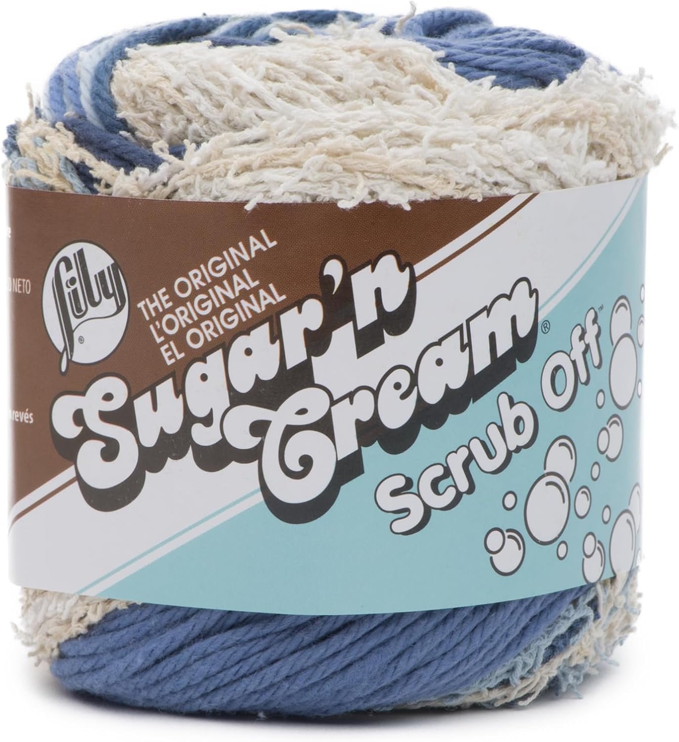 Lily Sugar N Cream Scrub Off Super Size Denim Yarn – 1 Pack of 75g/2.6 oz – 100% Cotton – #4 Worsted (Medium) – 106 Yards – Knitting/Crochet