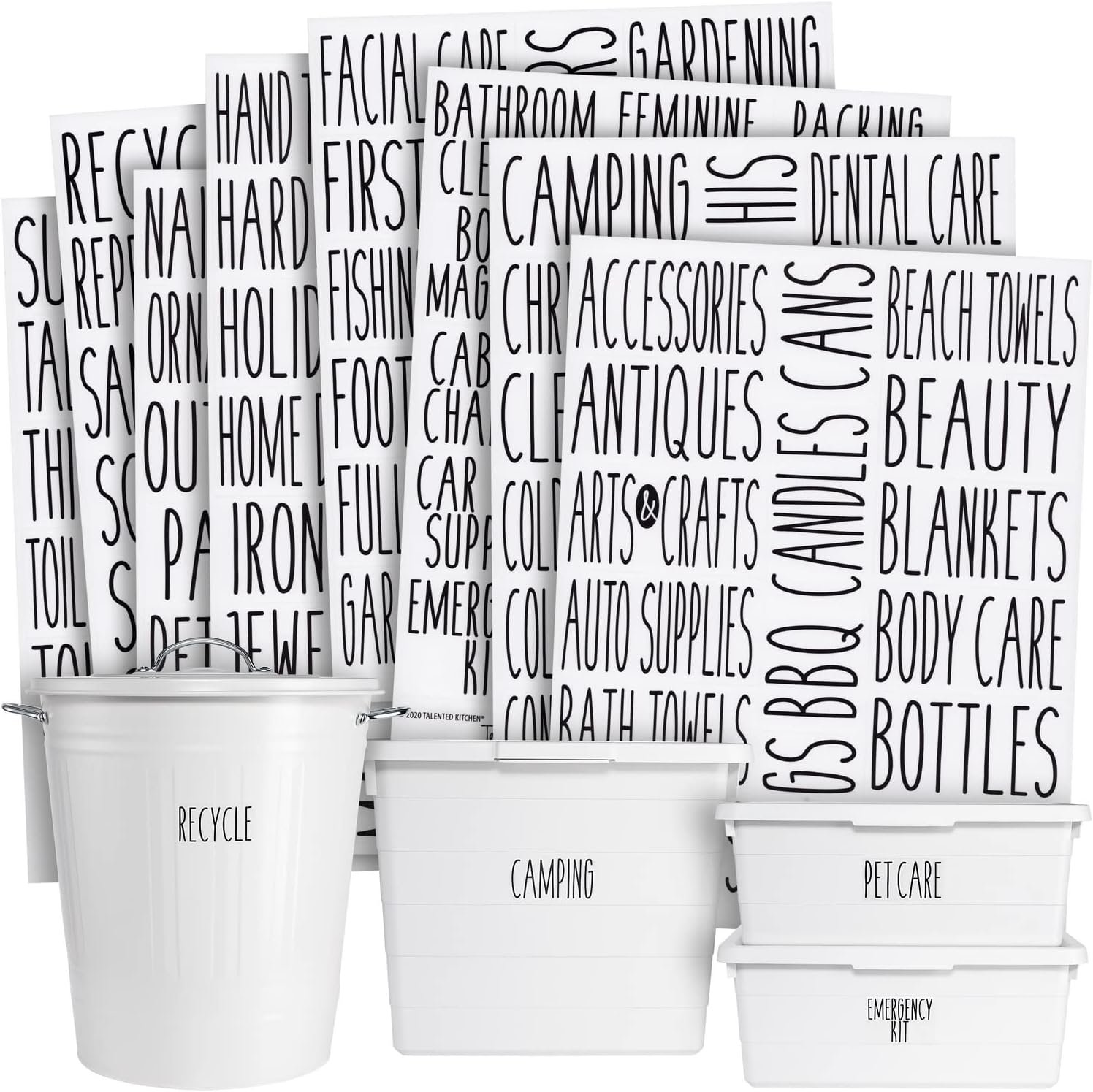 Talented Kitchen Storage Label Set – Clear Stickers for Home Organization – Garage Bin & Pantry Labeling – Waterproof Labels for Kitchen & Bathroom Organization – Pack of 138, 1″ to 1.25″ x 3″, Black