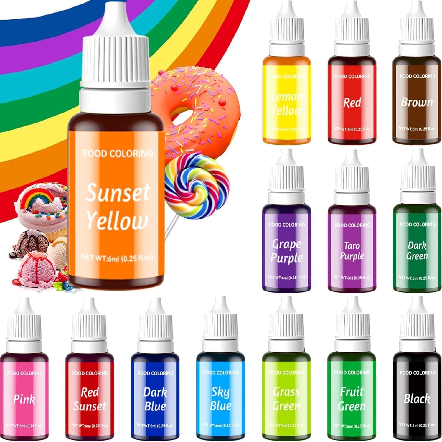 Food Coloring Liquid Set – KATSPRO 14 Colors Food Grade Concentrated Food Coloring for Baking Icing Cake Decorating Cookie Fondant, Food Color Dye for Easter Egg and DIY Supplies Kit