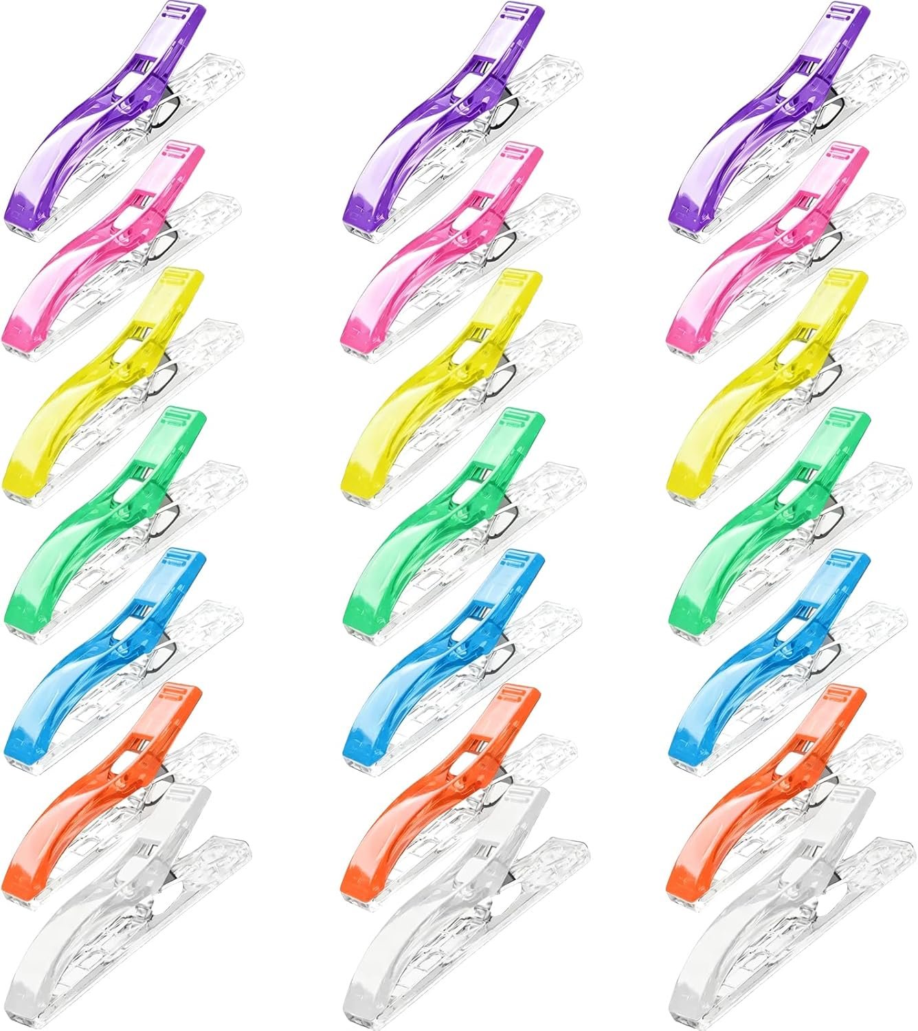 Large Sewing Clips Fabric Clips, 21 Count, Assorted 7 Bright Colors, Plastic Quilt Clips for Fabric, Crafts, Sewing Projects, Quilting, Embroidery