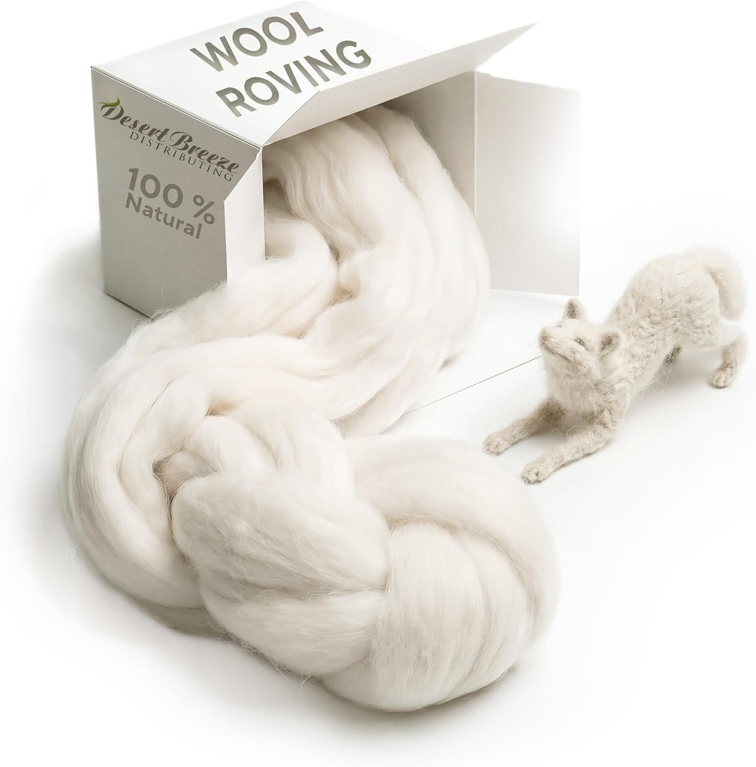 Wool Roving Top – 8 OZ Natural Corriedale, Bulk Pack, Best Core Wool for Needle Felting Wool, Wool Felting, Dryer Balls, Yarn Roving – Ethically Sourced, Processed in USA – White Ecru, 29.5 Micron