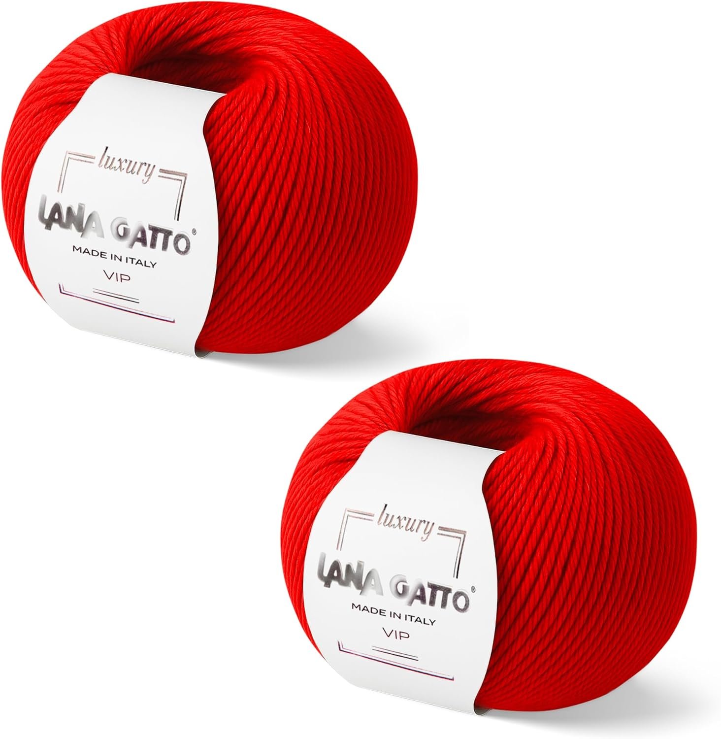 2-Pack Cashmere and Extra-fine Merino Wool Luxury Yarns for Hand Knitting and Crocheting, Made in Italy, 3.6 oz / 436 yd (Red – 1010, 2)