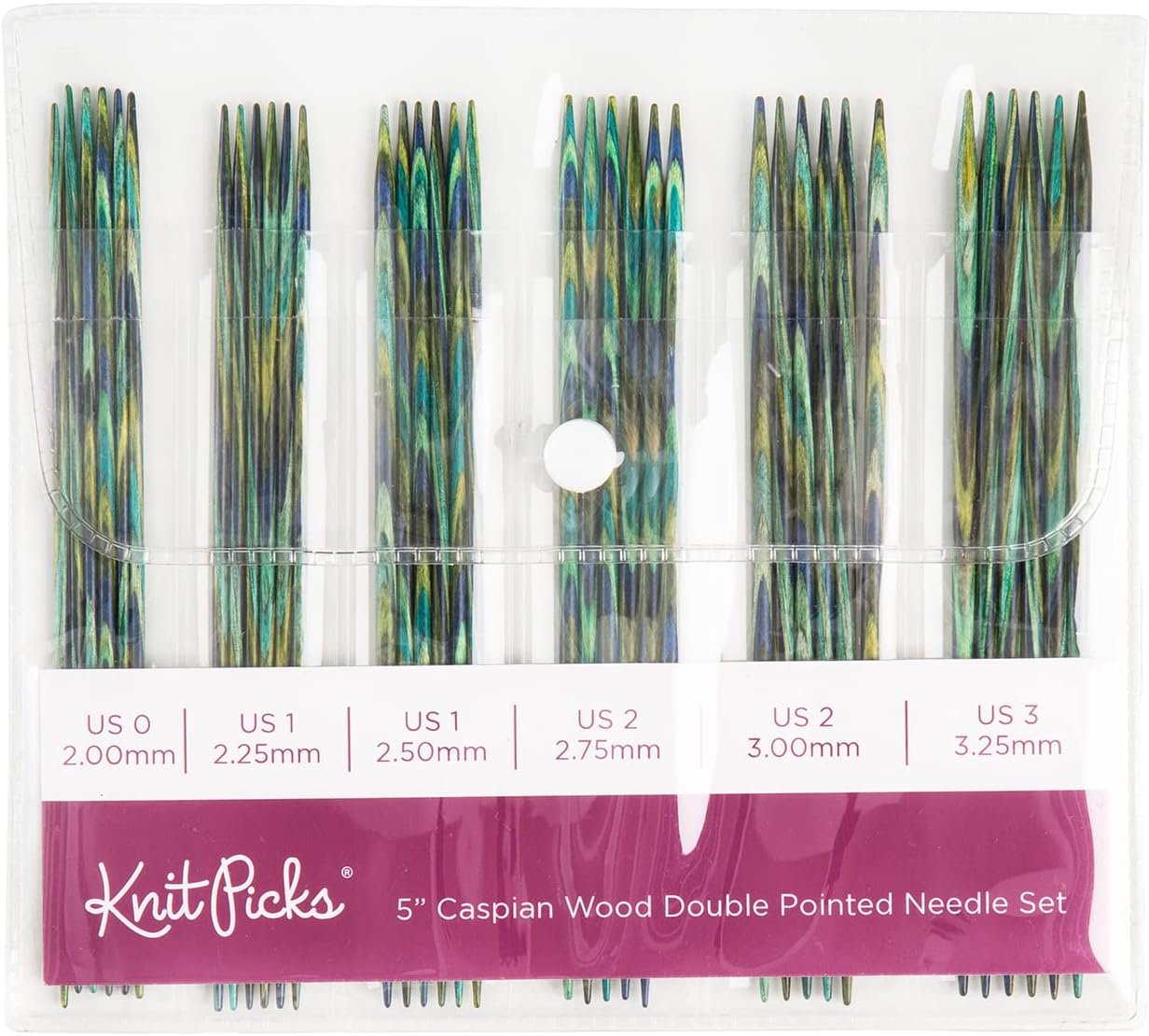Knit Picks Double Pointed Wood Knitting Needle Set (Caspian 5″)