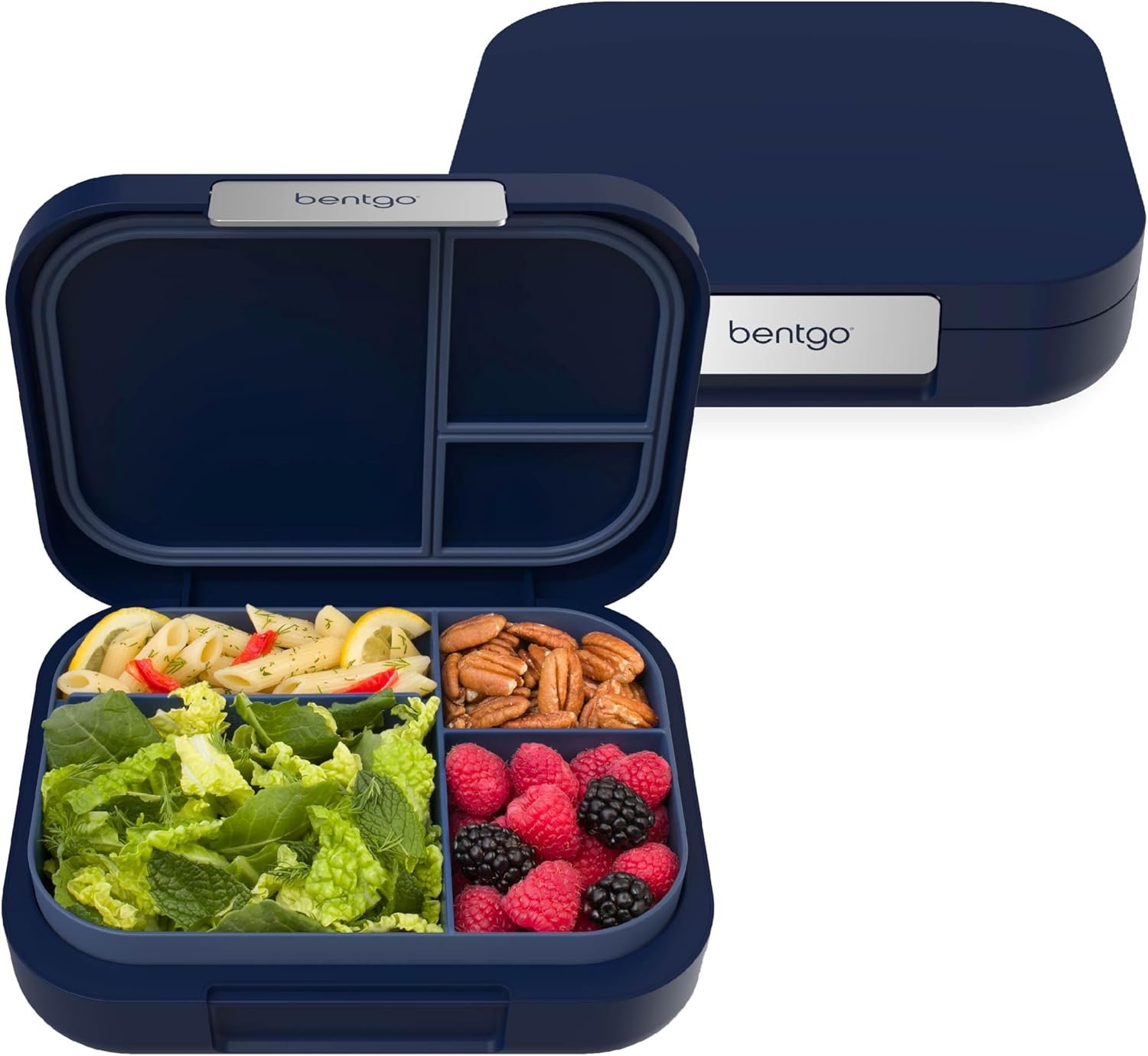 Bentgo® Modern – Leak-Resistant Bento Lunch Box For Adults, Teens, & Larger Appetites; Reusable BPA-Free Meal Prep Container with 3 or 4 Compartments, Dishwasher/Microwave Safe; 5 Cups (Navy)