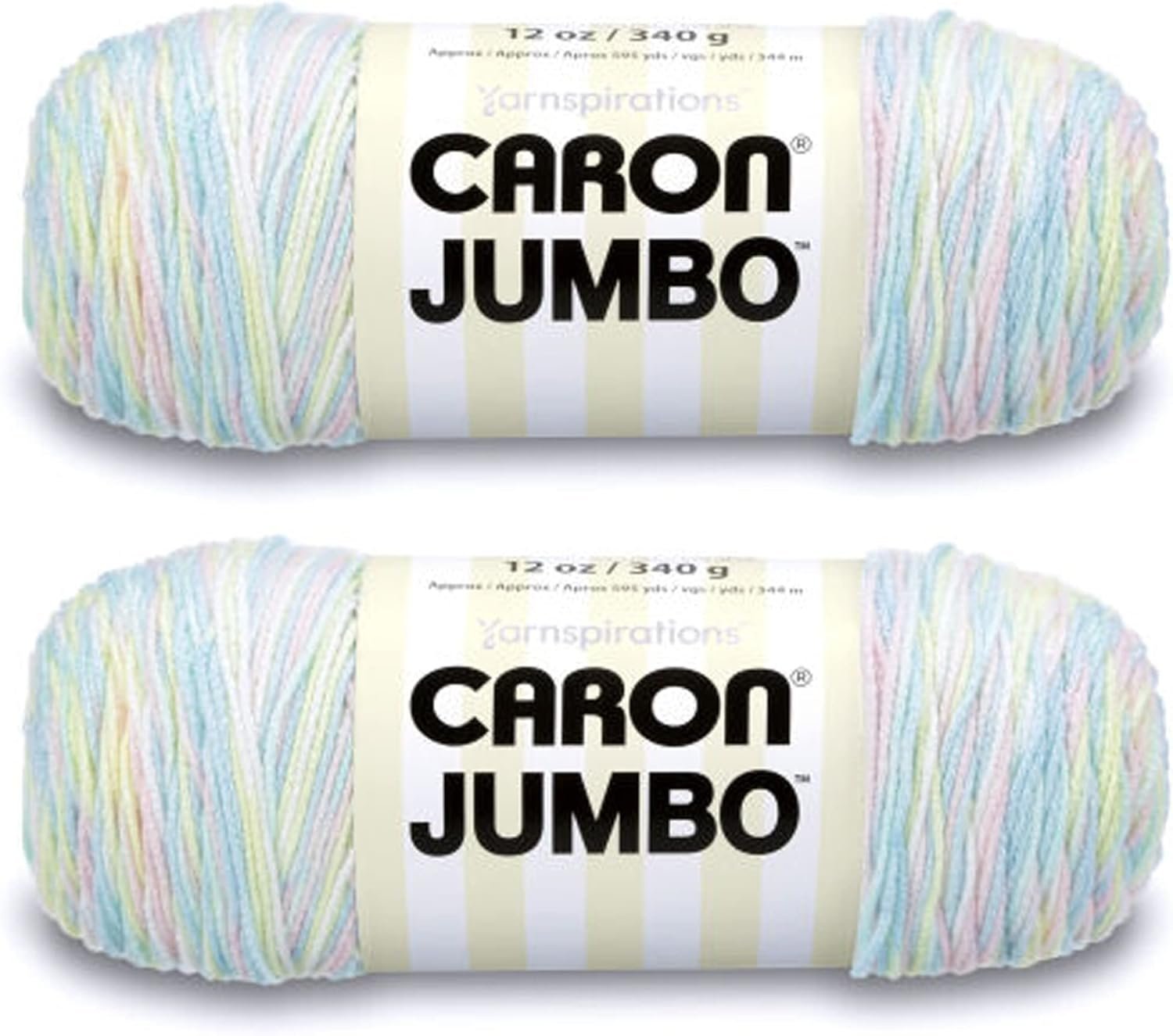 Caron Jumbo Prints Baby Rainbow Yarn – 2 Pack of 340g/12oz – Acrylic – 4 Medium (Worsted) – 595 Yards – Knitting/Crochet