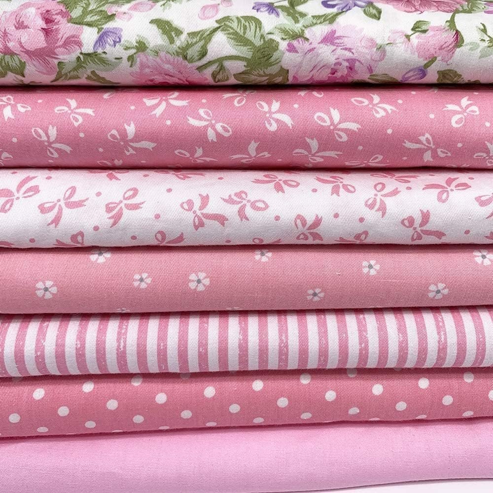 7Pcs 9.8″ x 9.8″(25 * 25CM) Cotton Fabric DIY Making Supplies Quilting Patchwork Fabric Fat Quarter Bundles DIY for Quilting Cotton Patchwork Cushions (7pcs Peony, 9.8″ x 9.8″)