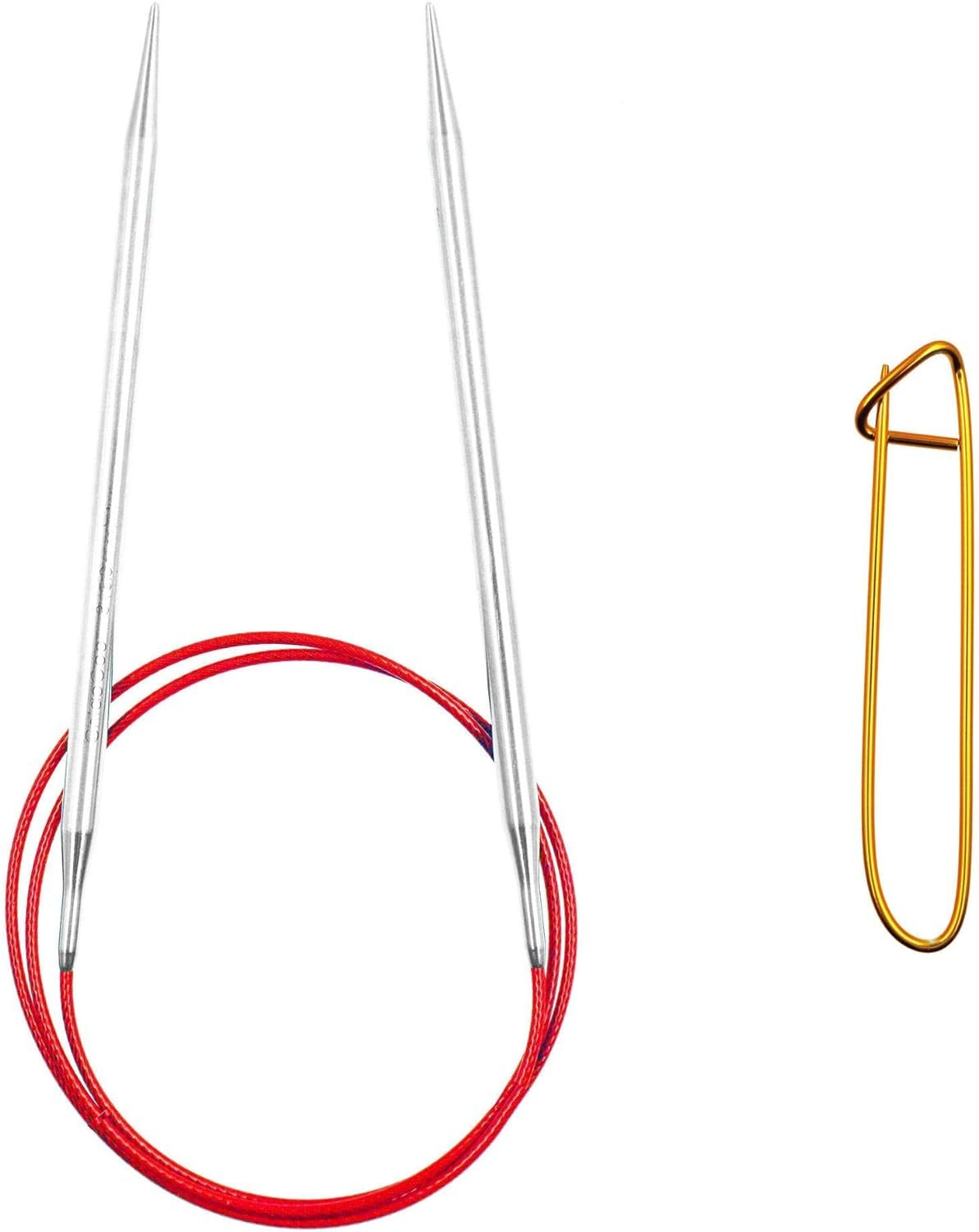 ChiaoGoo Red Lace 40 inch (102cm) Circular Knitting Needles US Size 7 (4.5mm) Stainless Steel 7040-7 with Stitch Holder