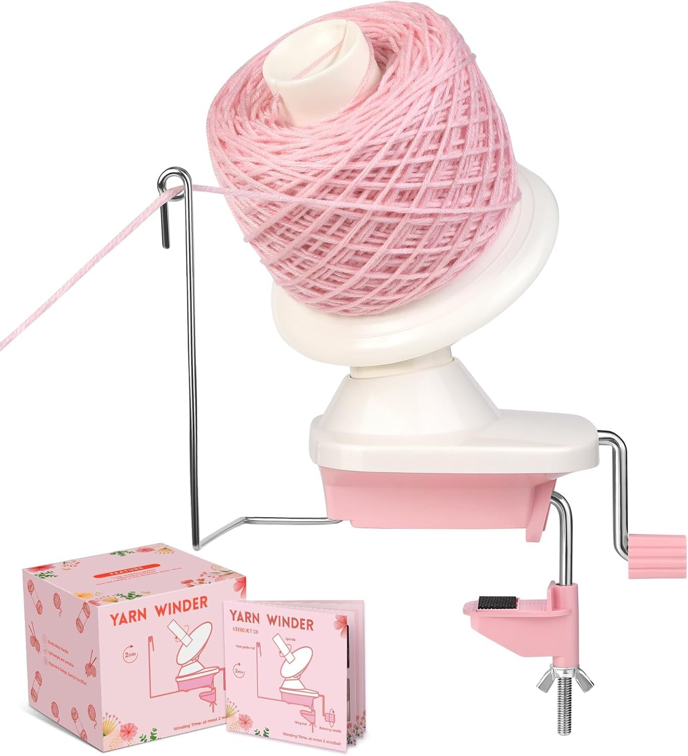 UzecPk Yarn Winder, Yarn Spinner for Crocheting, Yarn Ball Winders, Yarn Cake Winder for Crocheting with Lower Noise, Hand Operated Ball Winders for Crafting Lovers, Stitch Markers, Plastic Needle