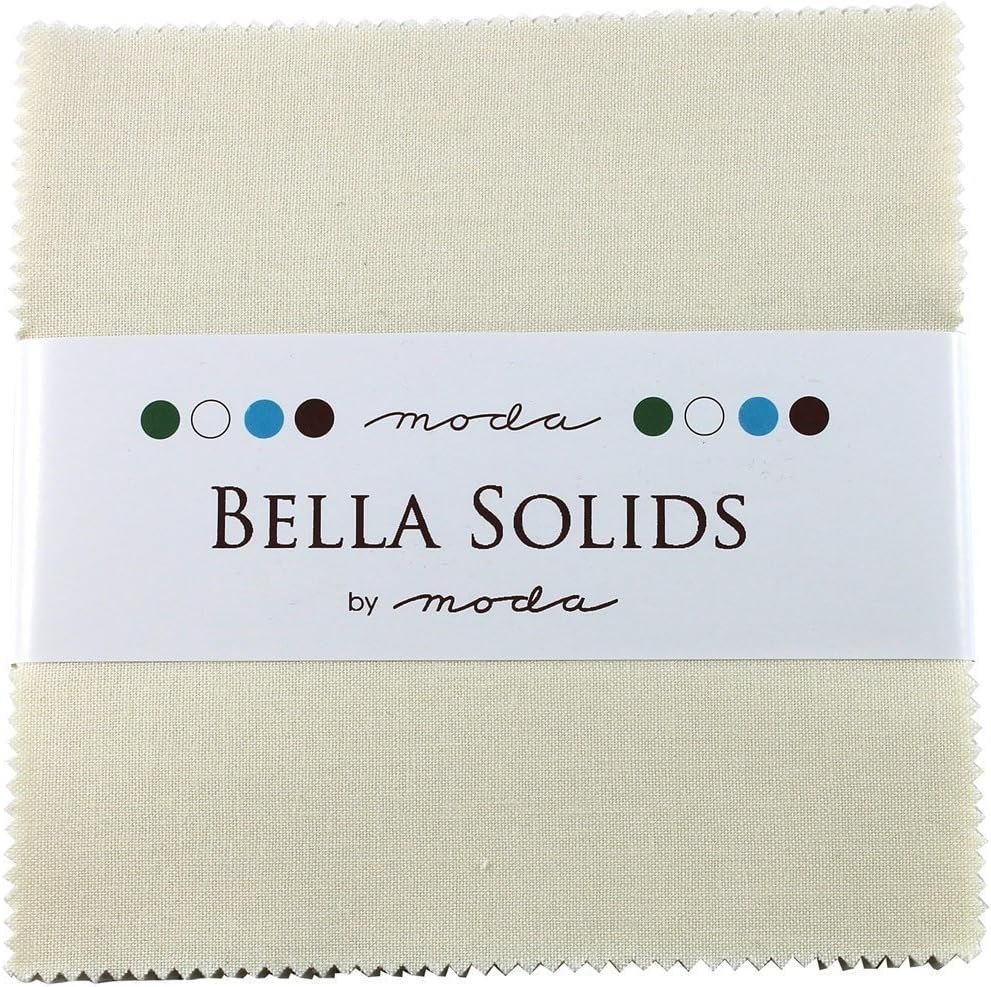 MODA Bella Solids Ivory Charm Pack Fabrics; 42-5″ Quilt Squares