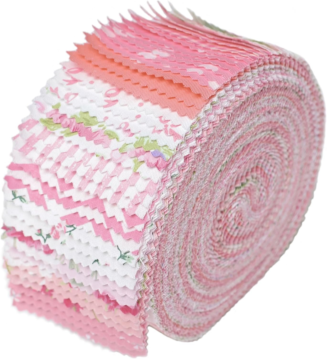 Nodsaw Jelly Roll Fabric Strips for Quilting, Crafting, and Sewing, 42 Strip Assorted Bundle, Soft Cotton for Blanket, Rug, Upholstery, Home Decor, and Purse Making, Pink