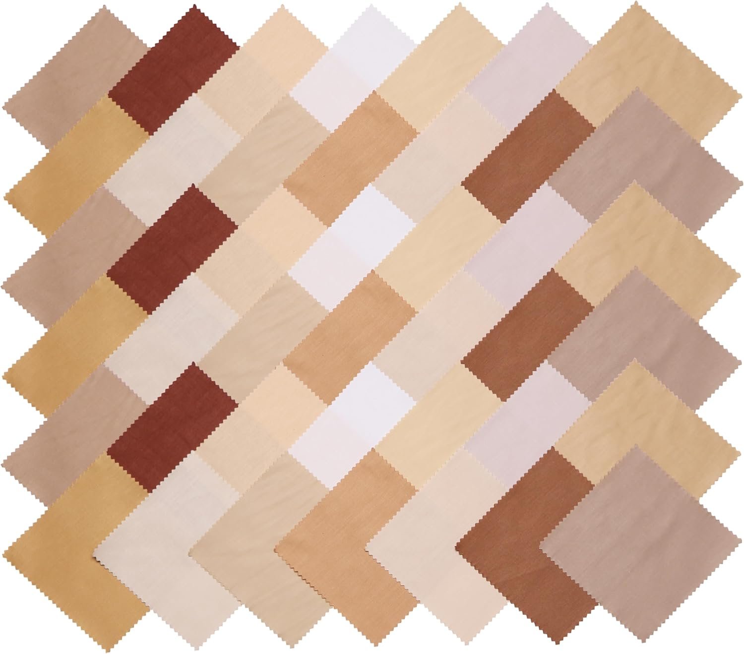 Nodsaw 42Pcs Solid Fabric Charm Packs for Quilting 5 inch, Cotton Quilting Fabric Squares 5×5 inch for Quilting, Sewing, Quilt, Bags, Apparel, and Crafts – Brown White Cream Ivory Natural Parchment