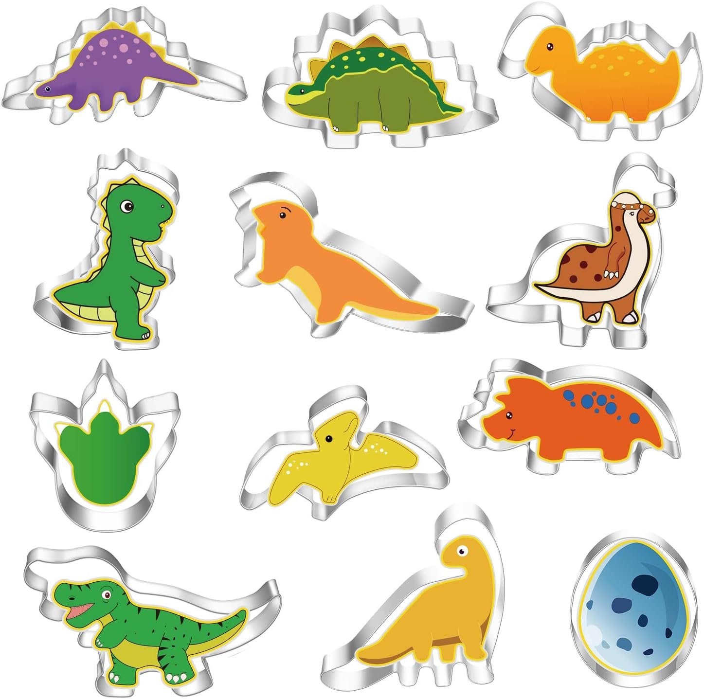 Dinosaur Cookie Cutters Set – Mini Small Sizes, 12pcs Biscuit Molds for party, Kitchen Tools for Cookie, Fruit, Fondant, Cake Decorations, little Dinosaur Shapes