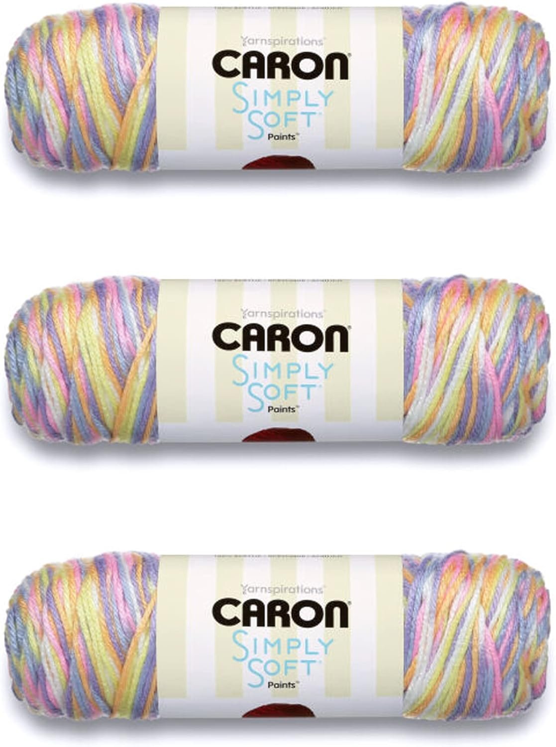 Caron Simply Soft Baby Brights Paints Yarn – 3 Pack of 141g/5oz – Acrylic – 4 Medium (Worsted) – 235 Yards – Knitting/Crochet