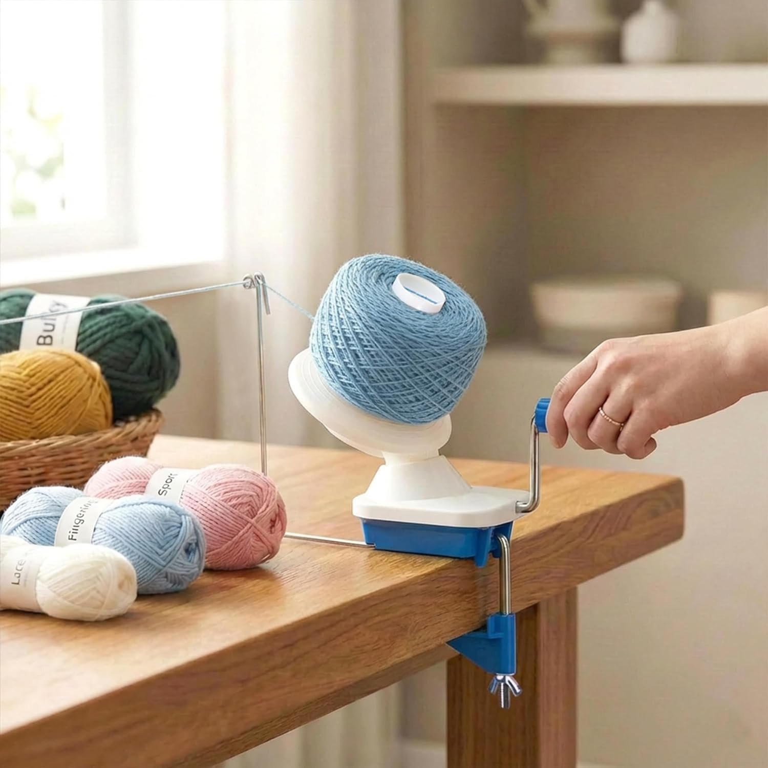 MCTOURY Yarn Ball Winder for Crocheting: Wind Weight 1-5 Lace to Bulky – 3-Minute Skein-to-Cake – Cuts Yarn Prep Time by 70% for Knitting & Crochet