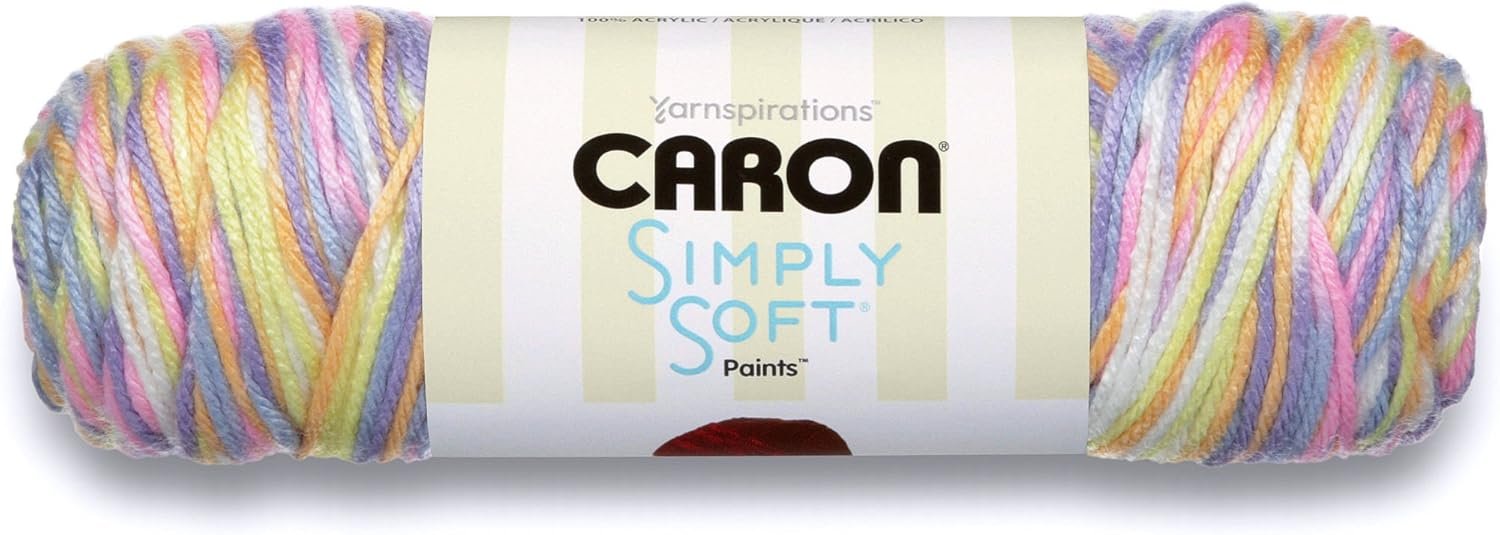 Caron Simply Soft Paints Yarn (4) Medium Worsted Gauge 100% Acrylic – 5oz – Brights – Machine Wash & Dry