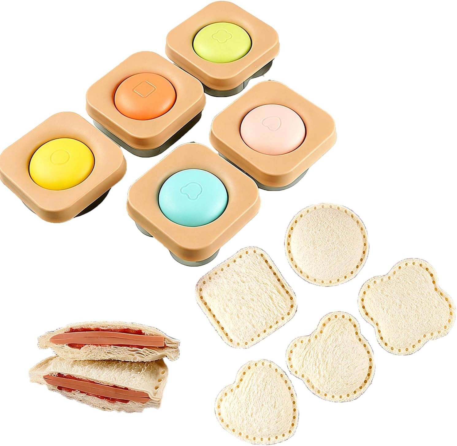 5 Packs Sandwich Cutter and Sealer Set,DIY Cookie Cutters for Kids Bento,Great for Lunchbox and Bento Box