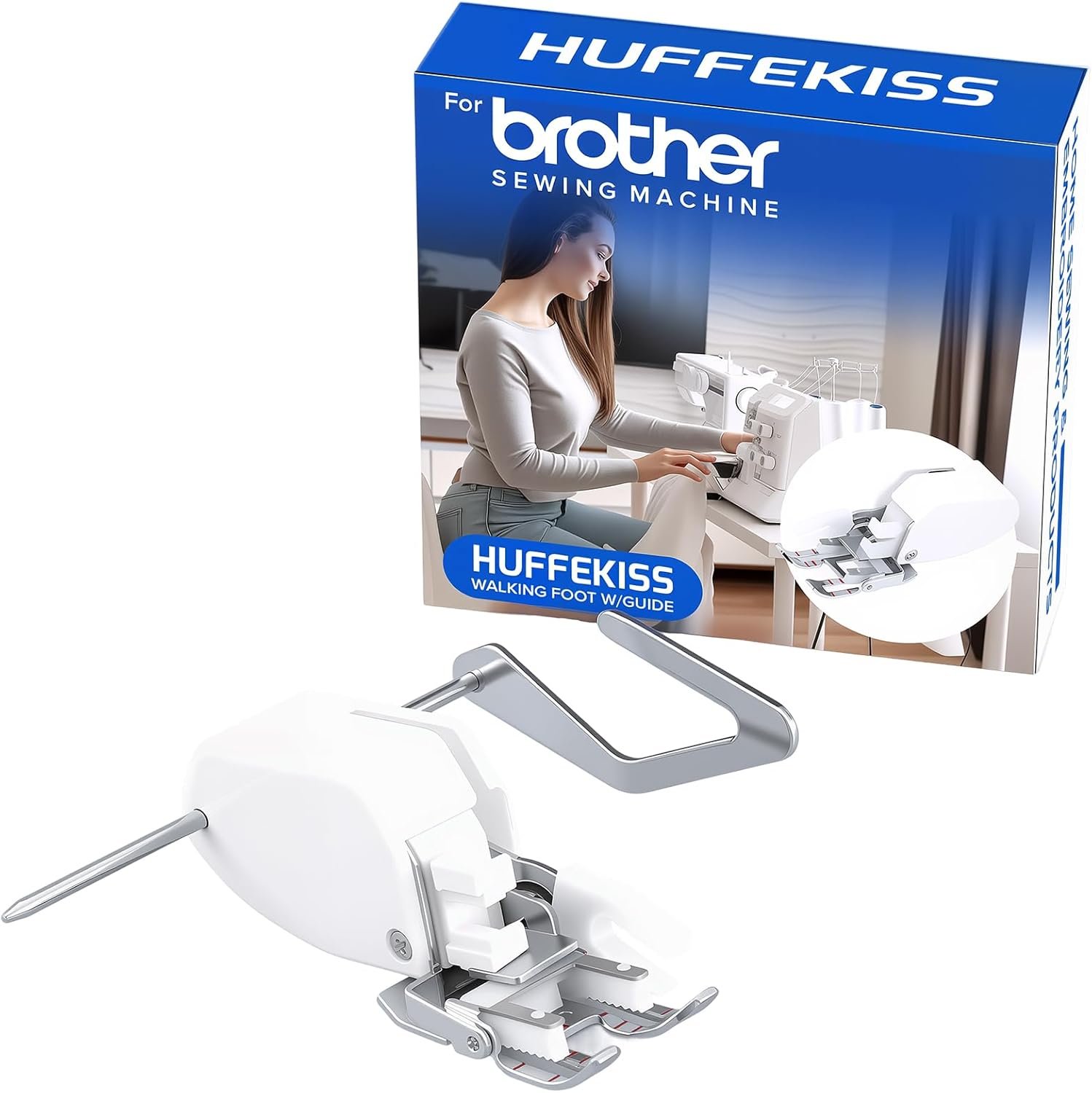 Walking Foot Even Feed Presser Foot with Quilt Guide for Low Shank Sewing Machines, Compatible with Brother, Singer, Janome, Kenmore, Heavy Duty for Quilting, Leather & Thick Fabrics