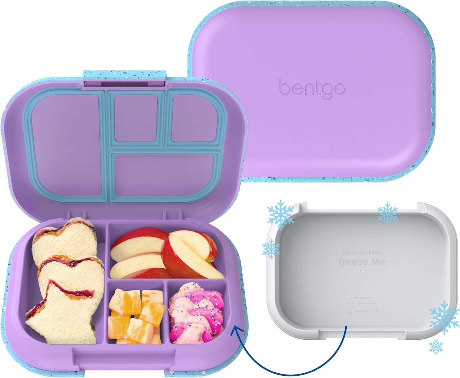 Bentgo Chill Kids Leak-Proof Lunch Box – 4-Compartment Bento Box with Built-In Ice Pack, 3.3 Cup Capacity, PFAS & BPA-Free, Microwave & Dishwasher Safe, Ideal Size for Ages 3 to 7 (Vivid Orchid)
