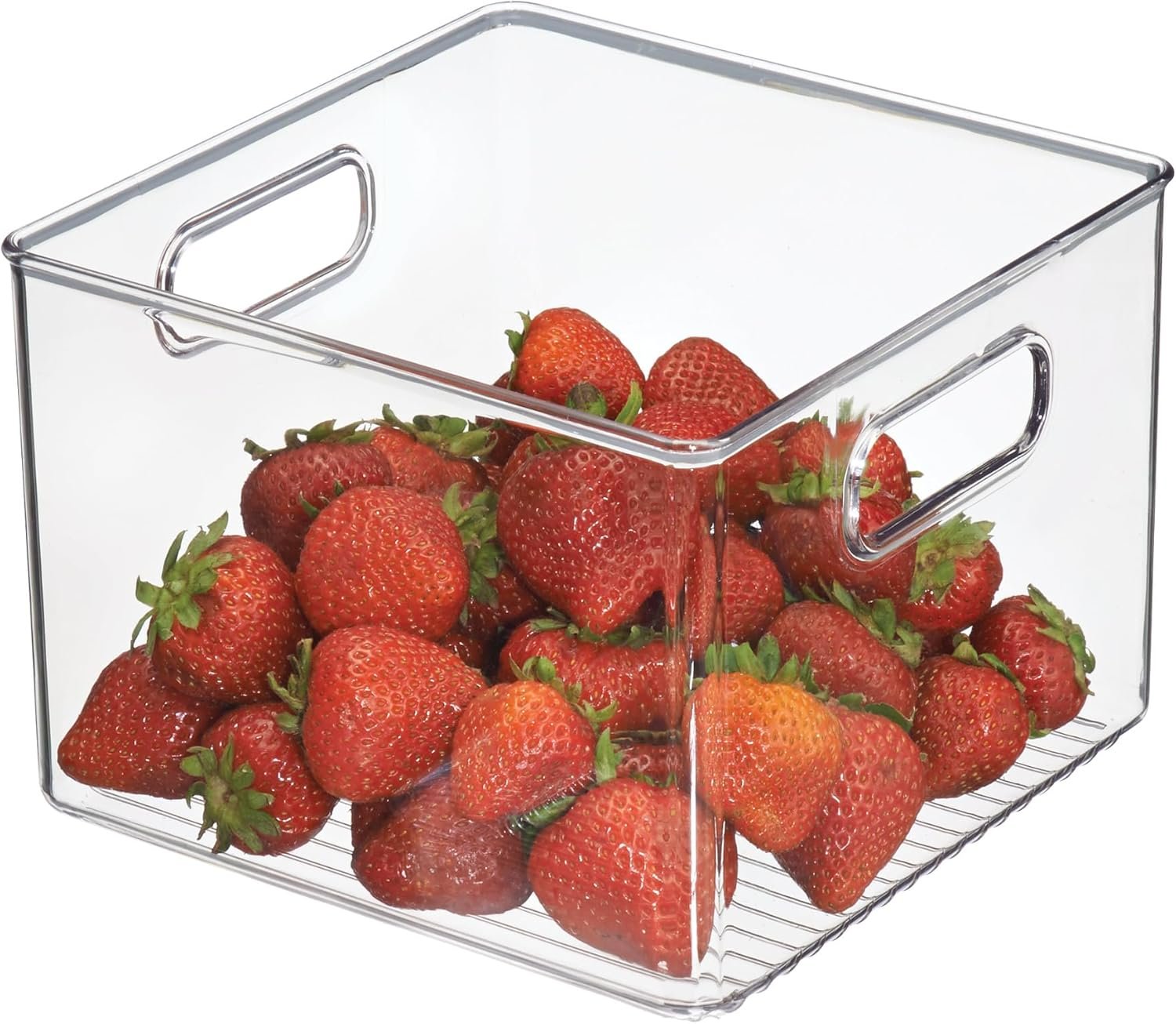iDesign Pantry Storage Bin with Handles for Kitchen Cabinets or Fridge – Clear – Made in USA