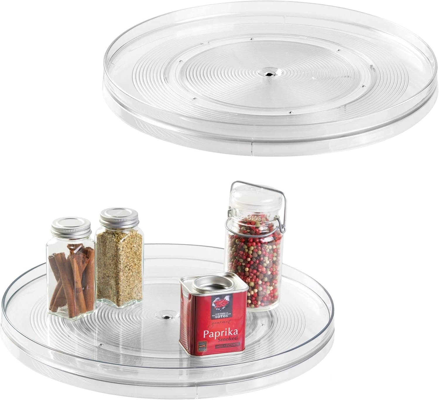 iDesign 14.5-Inch Lazy Susan Organizer – Large Lazy Susan Turntable for Cabinet or Pantry, 2-Pack, Clear