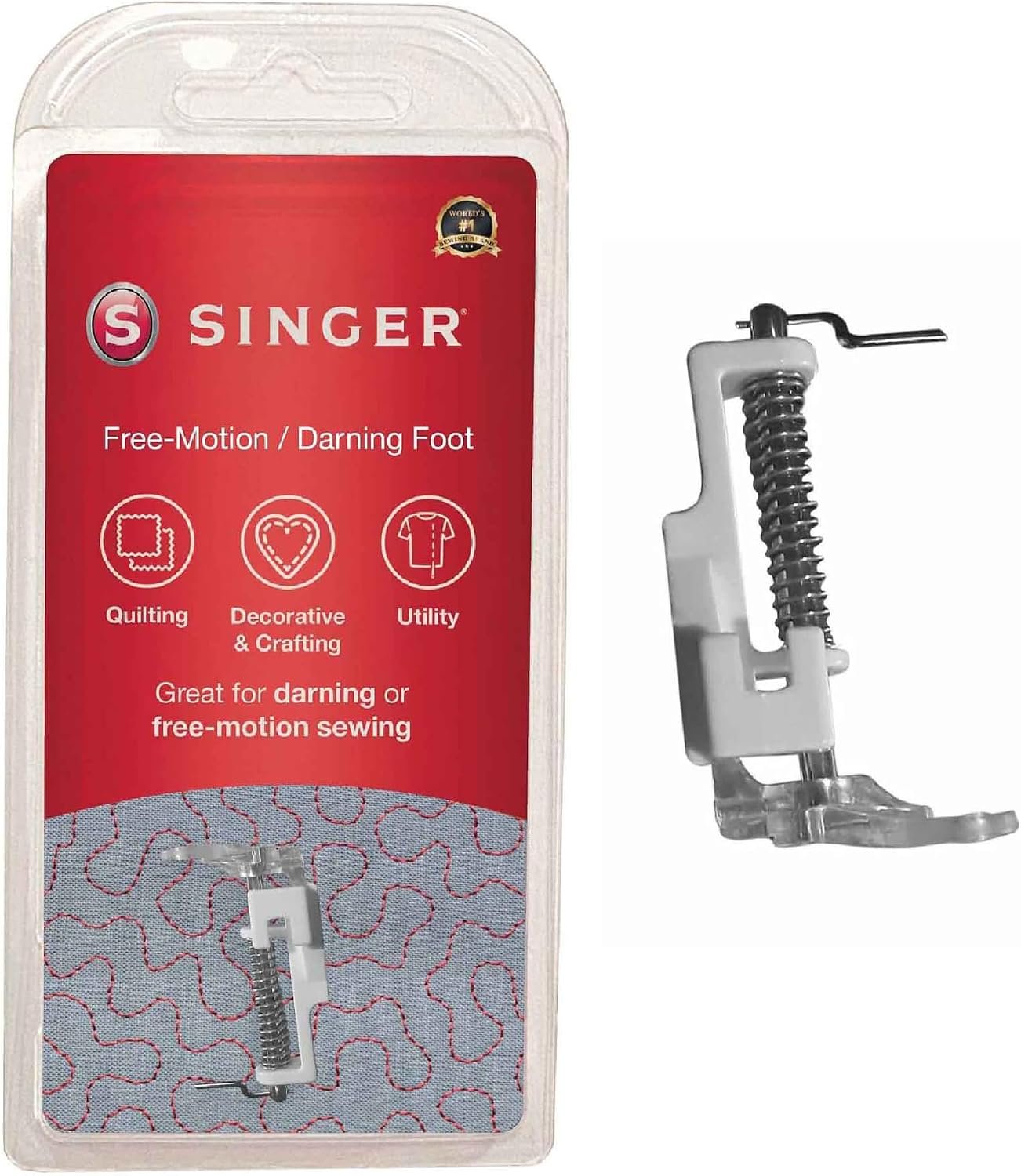 SINGER® Darning & Free Motion Embroidery Foot | Sewing Machine Presser Foot for Quilting, Monogramming & Thread Painting | Fits Low-Shank Machines | Repair & Decorative Sewing