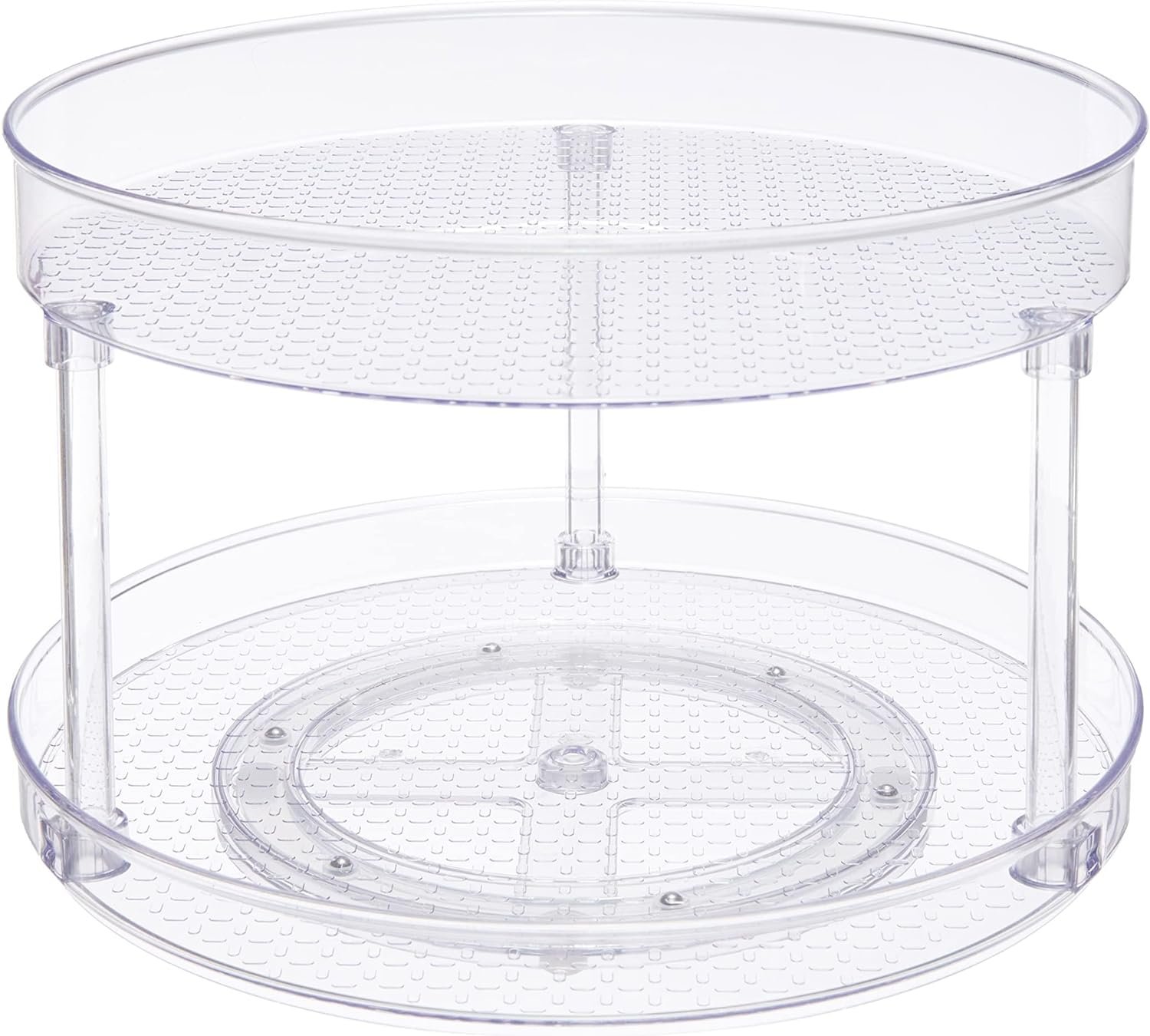 Amazon Basics 2 Tier Lazy Susan Turntable Organizer for Condiments, 12″ Diameter, Clear