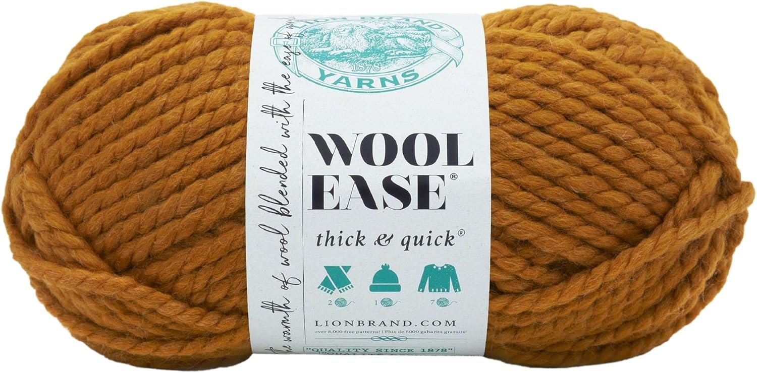 (1 Skein) Lion Brand Yarn Wool-Ease Thick & Quick Bulky Yarn, Butterscotch, 261 Foot (Pack of 1)