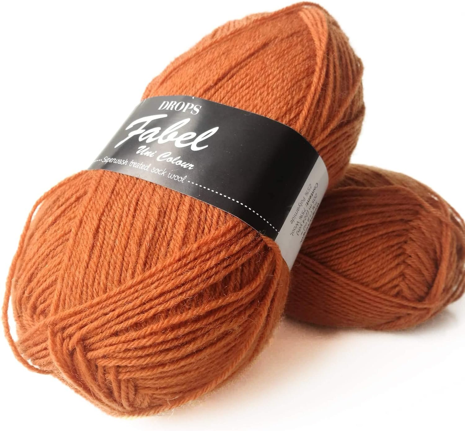 Superwash Sock Wool Blend Multicolored Yarn Drops Fabel, 1 or Superfine, Fingering Weight, 4 ply, 1.8 oz 224 Yards per Ball (110 Rust)