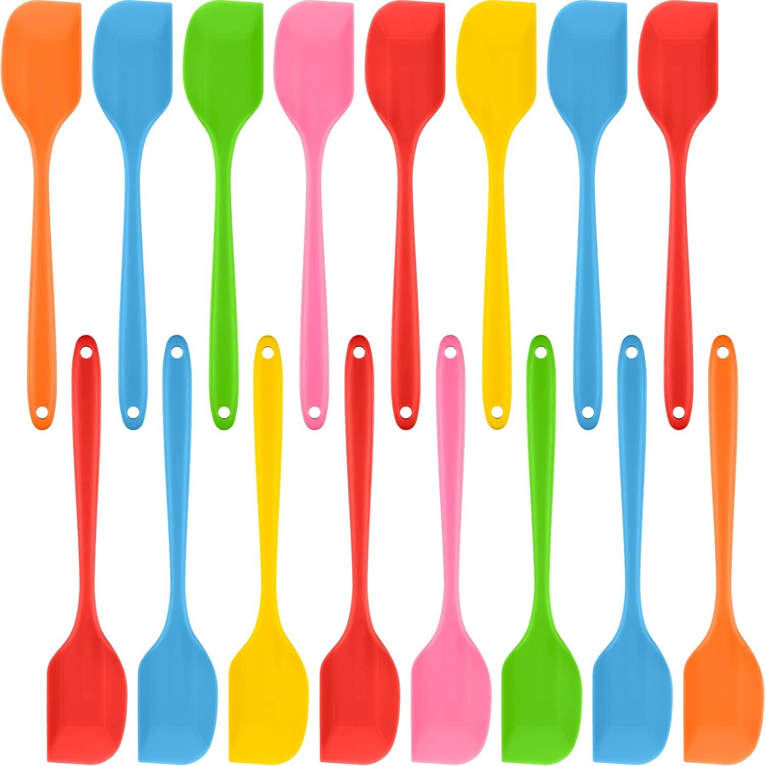 16 Piece 11 Inch Silicone Spatula Set Rubber Spatula Heat Resistant Seamless One Piece Design Non-stick Flexible Scrapers Baking Mixing Tool Dishwasher Safe, 6 Colors