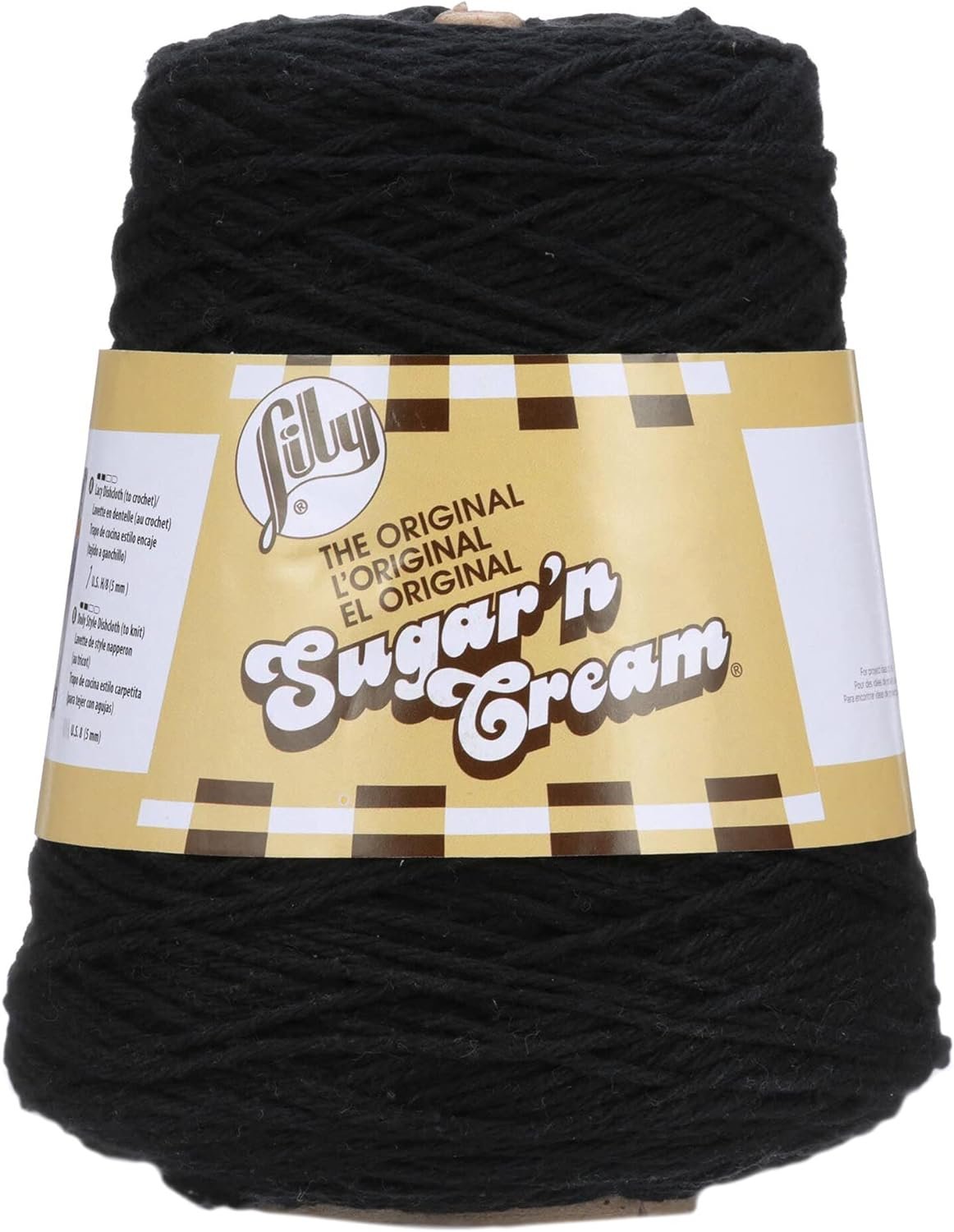 Lily Sugar’n Cream Cotton Cone Yarn, 14 oz, Black , 1 Cone