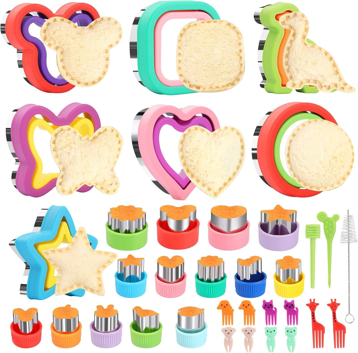 Sandwich Cutter and Sealer, 34 Pcs Sandwich Cutters for Kids Lunch, Uncrustable Sandwich Cutter for Kids Bento, Cookie Cutters for Bento Box