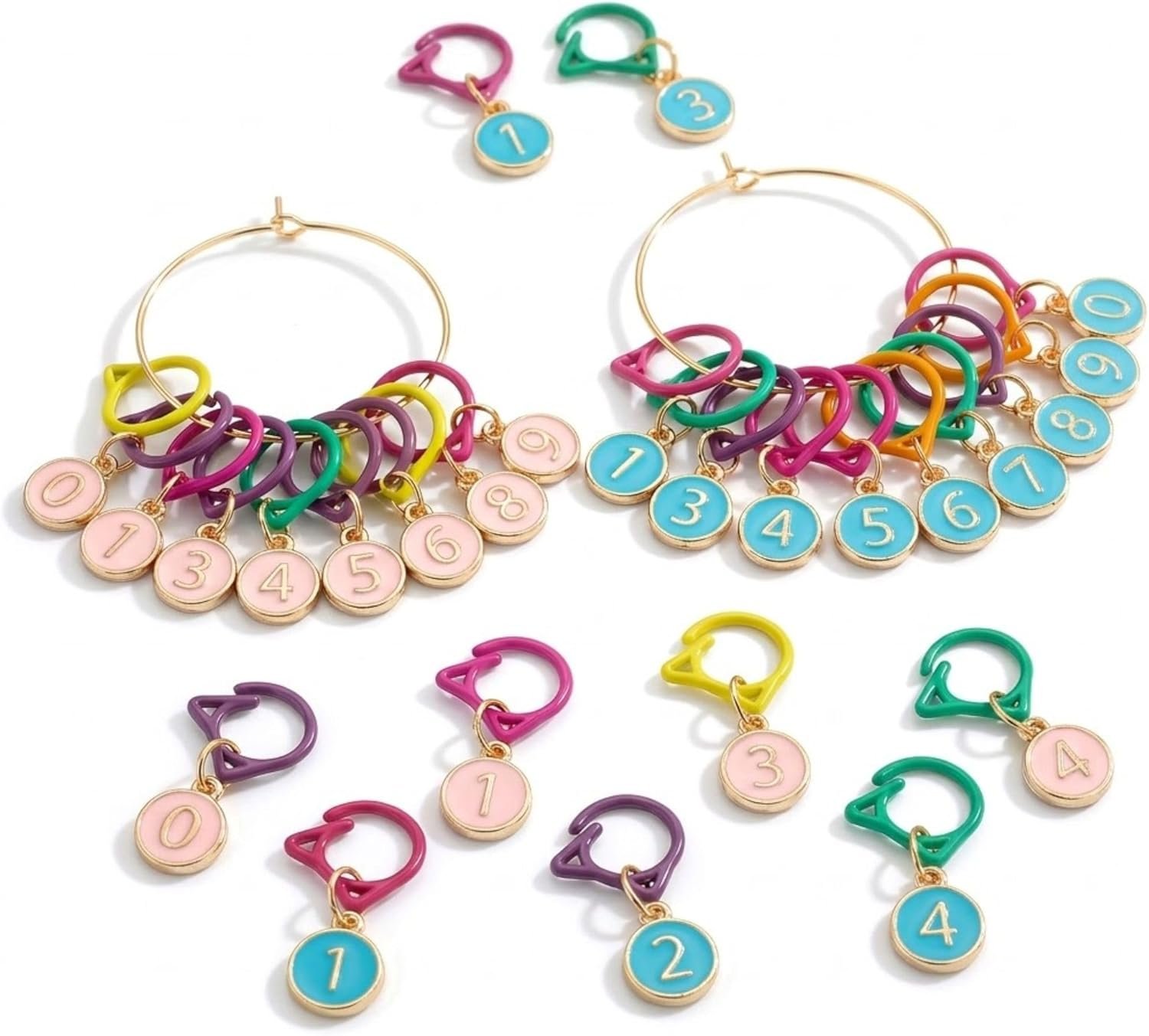 Blingcute Cat Stitch Markers for Crocheting,Gifts for Crochet Knitting Lovers, 20Pcs Pink & Blue Numbered Progress Keepers,Oil Drip Enamel Snag-Free Locking Markers,Gift for Crochet Mom