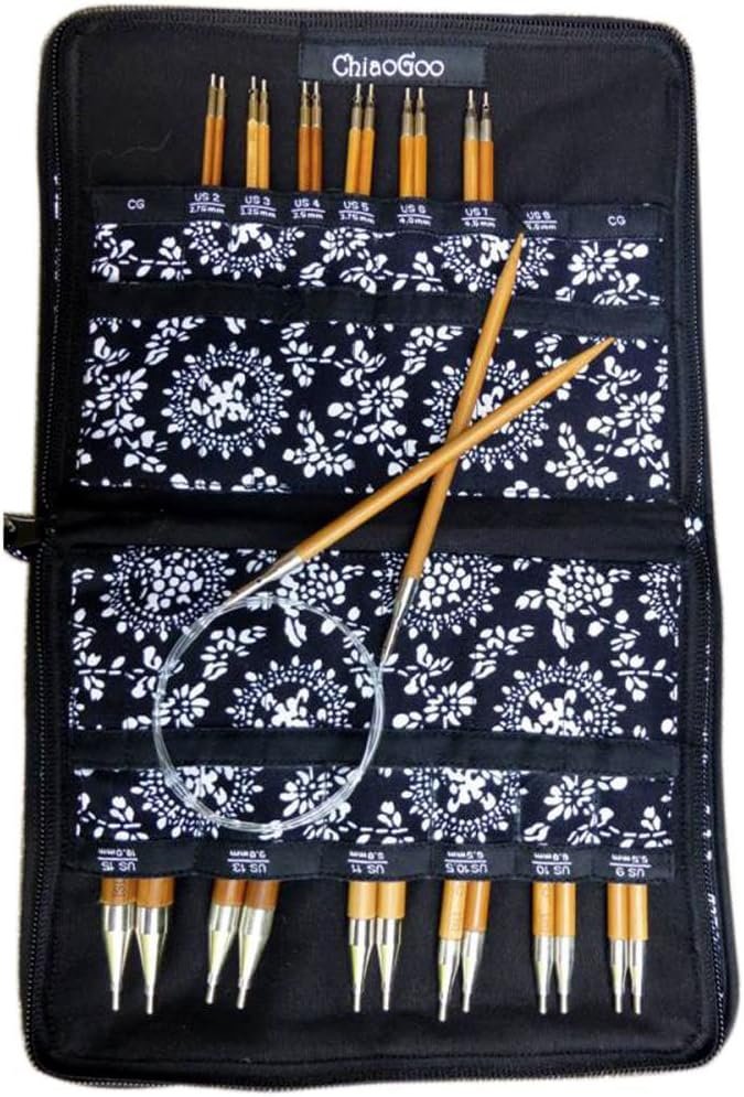 ChiaoGoo Spin Bamboo Complete Set, 5-inch (13 cm) [S][L], US 2-15 (2.75-10 mm)